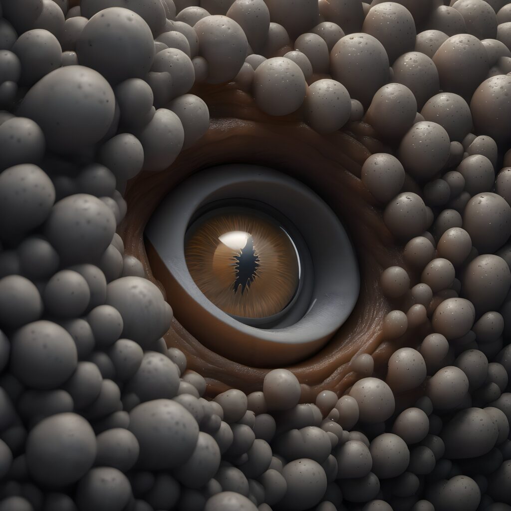 Surreal Eye Surrounded by Organic Spheres