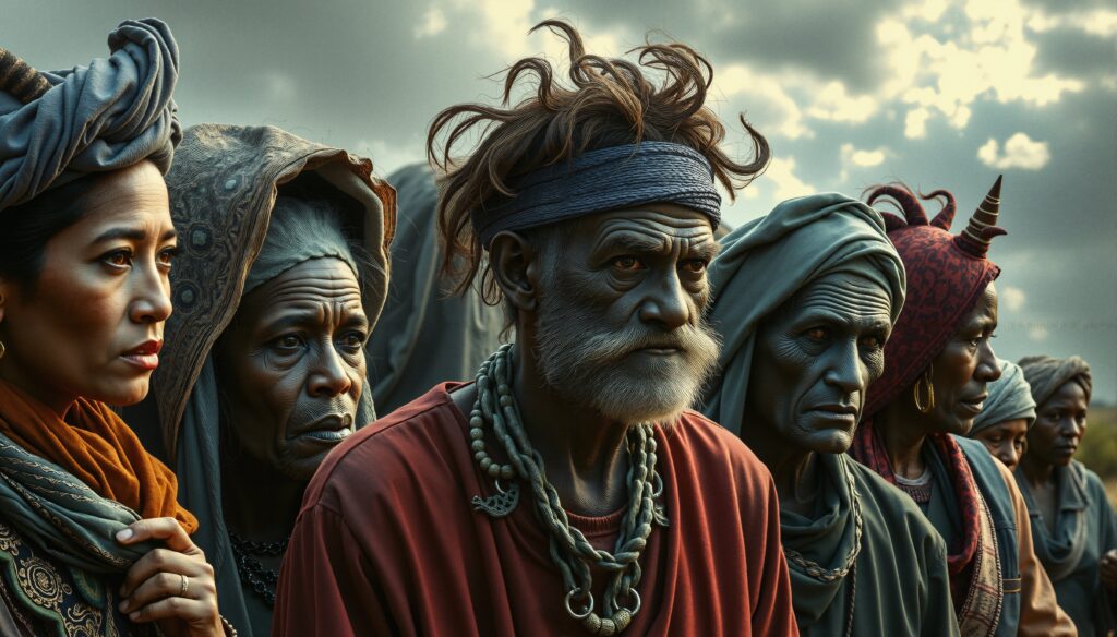 Diverse Group of Elderly People in Traditional Attire