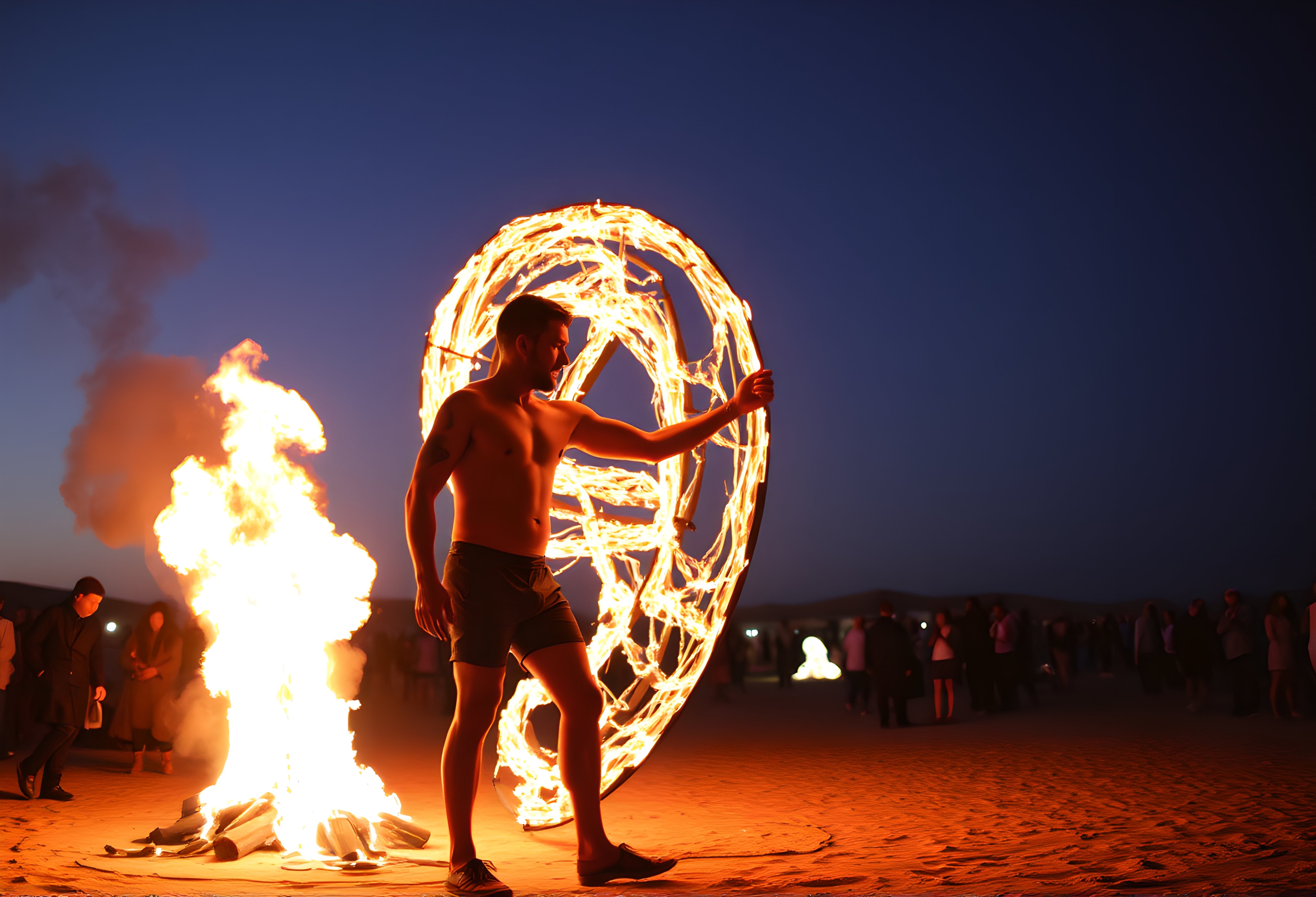 Fire Ring Performance at Desert Festival Night