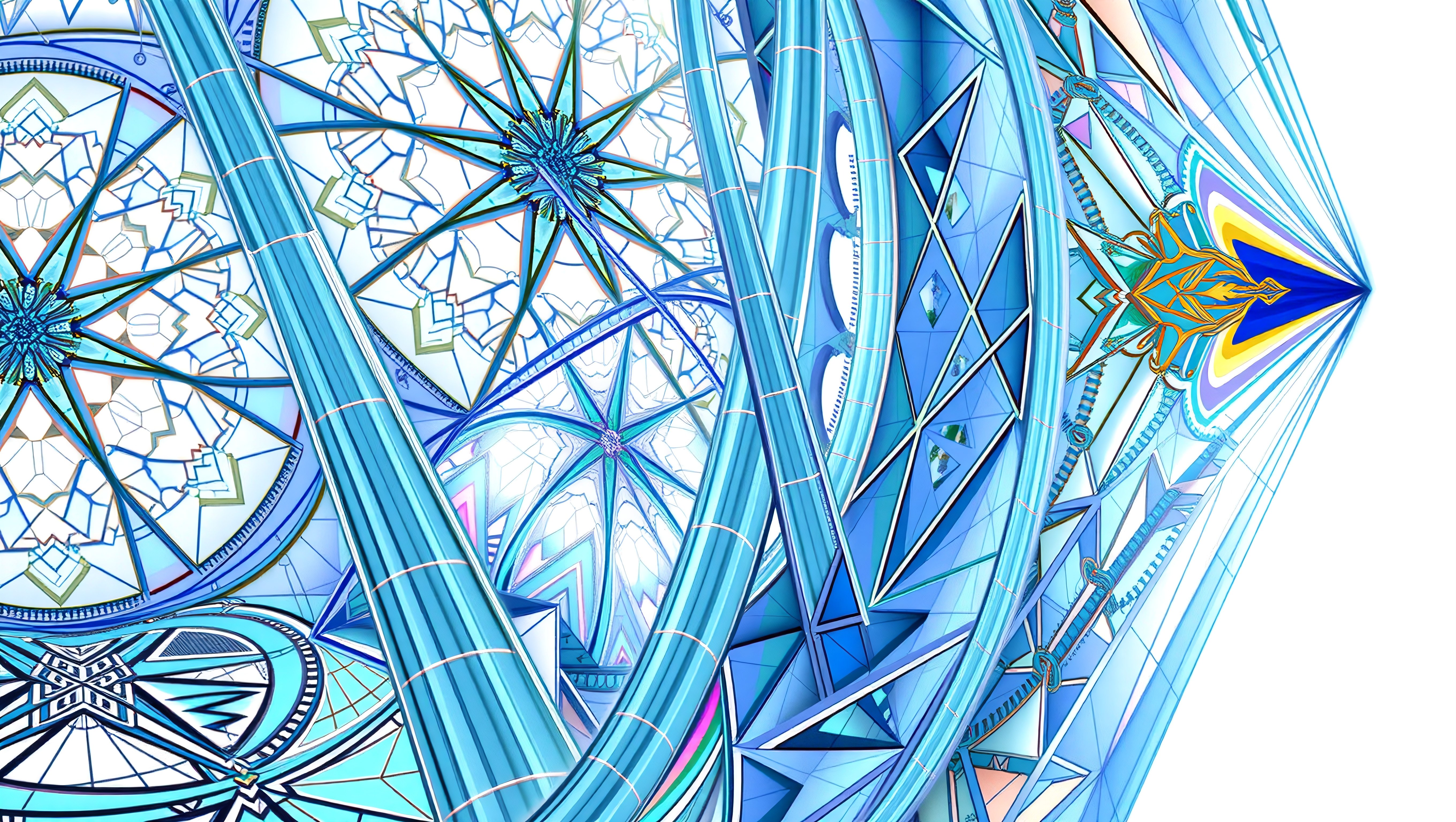 Abstract Blue Geometric Architecture