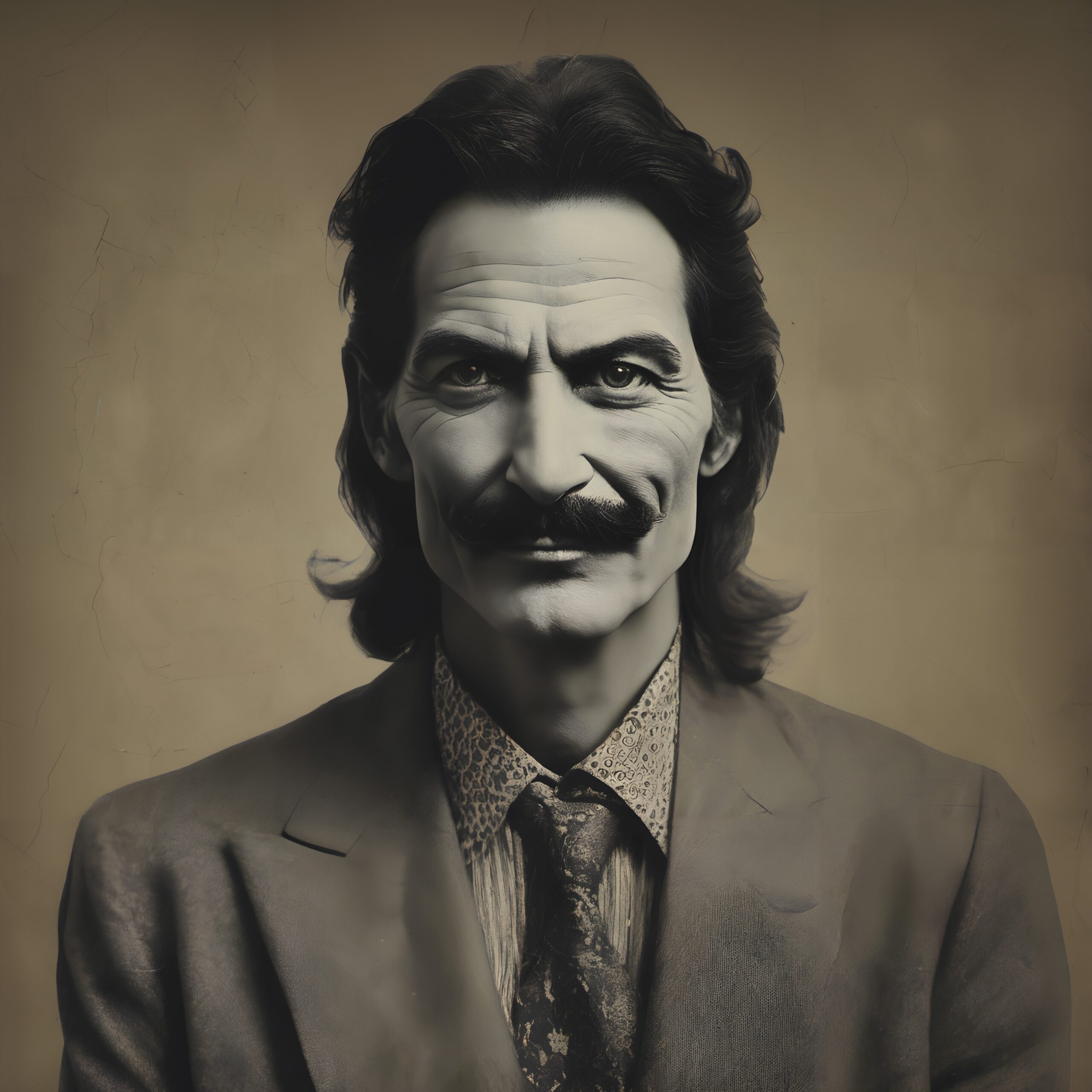 Sophisticated vintage portrait of a man with a mustache in classic attire.