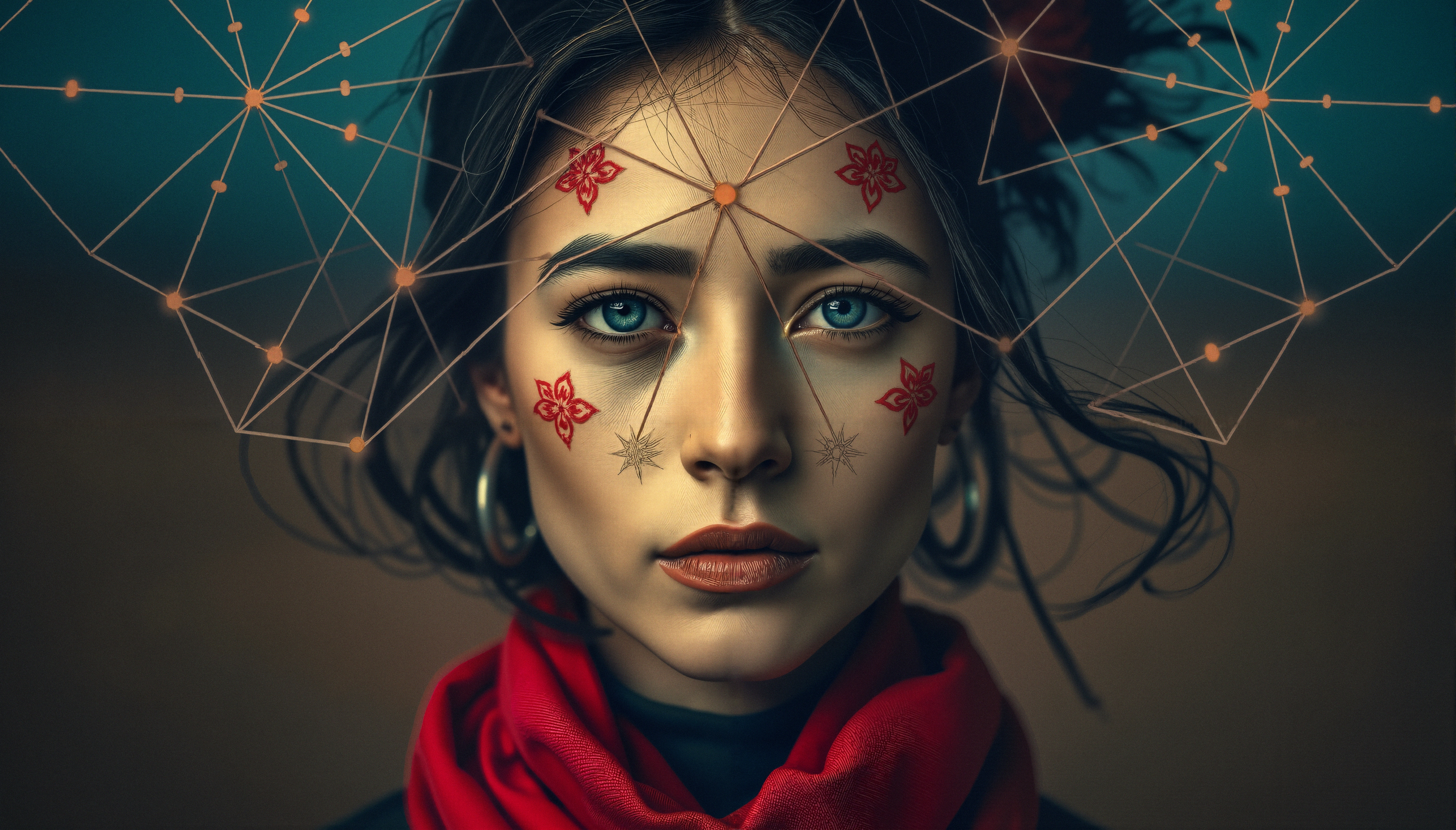 Mystical Woman with Floral Patterns