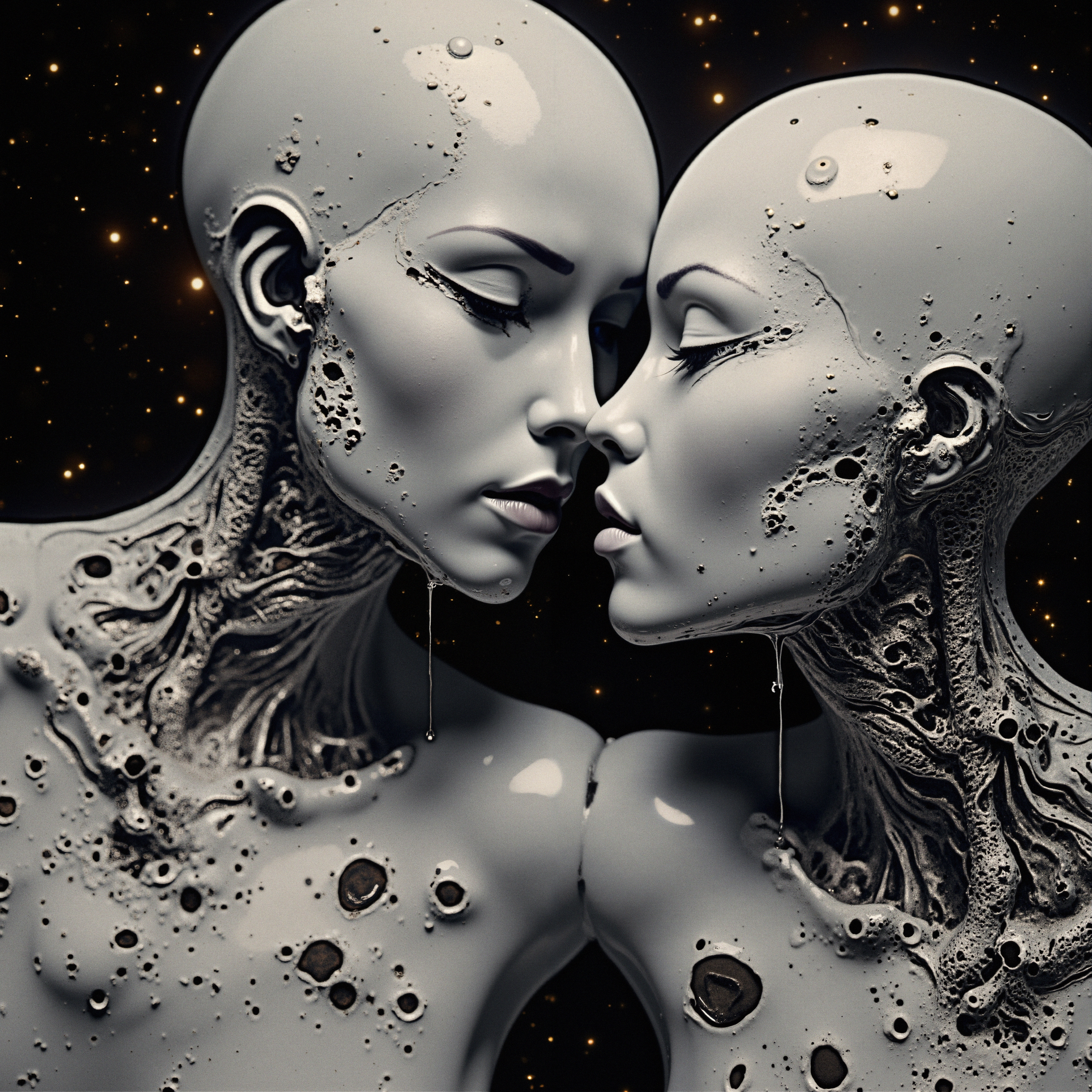 Futuristic Cosmic Humanoid Connection