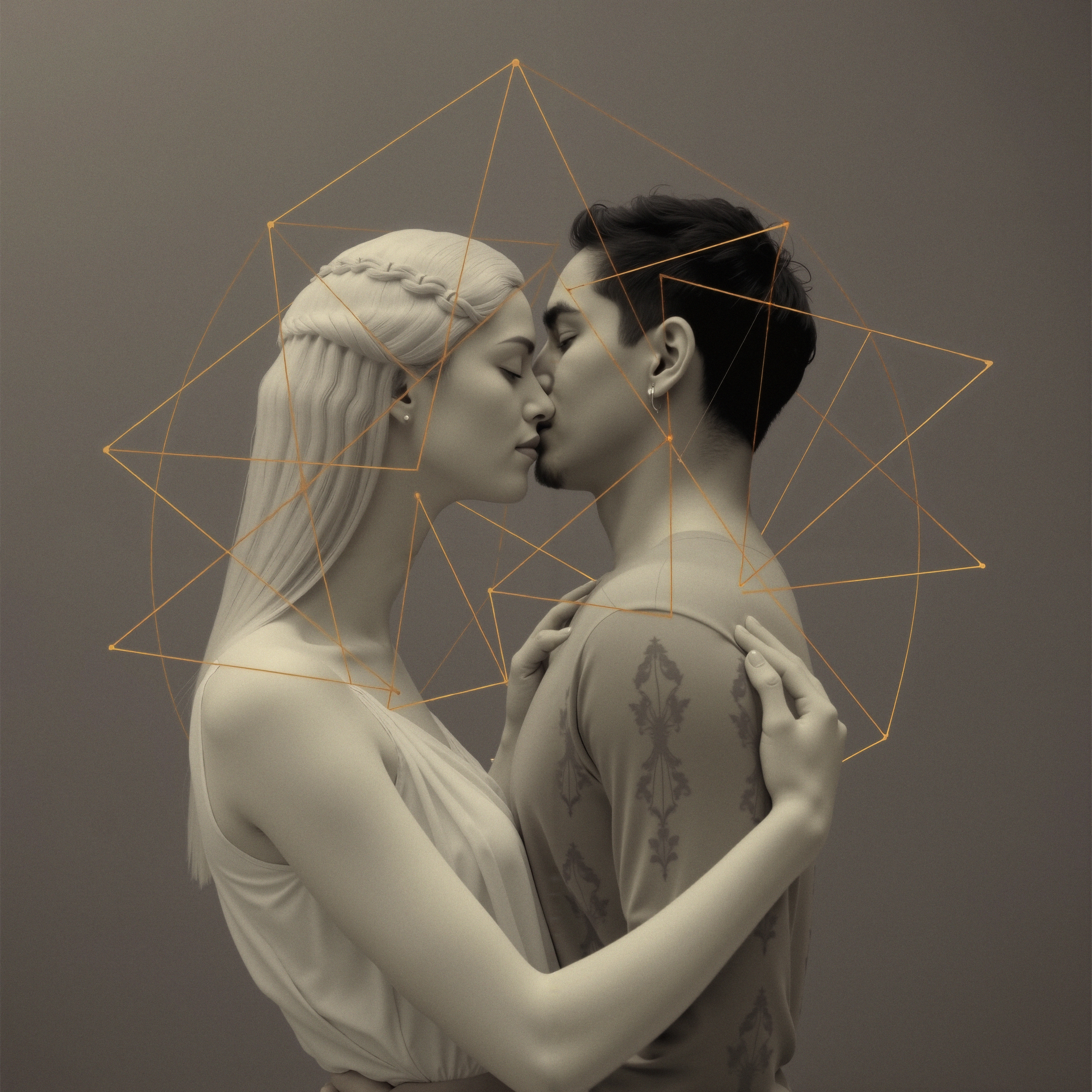 Ethereal Geometric Embrace Portrait