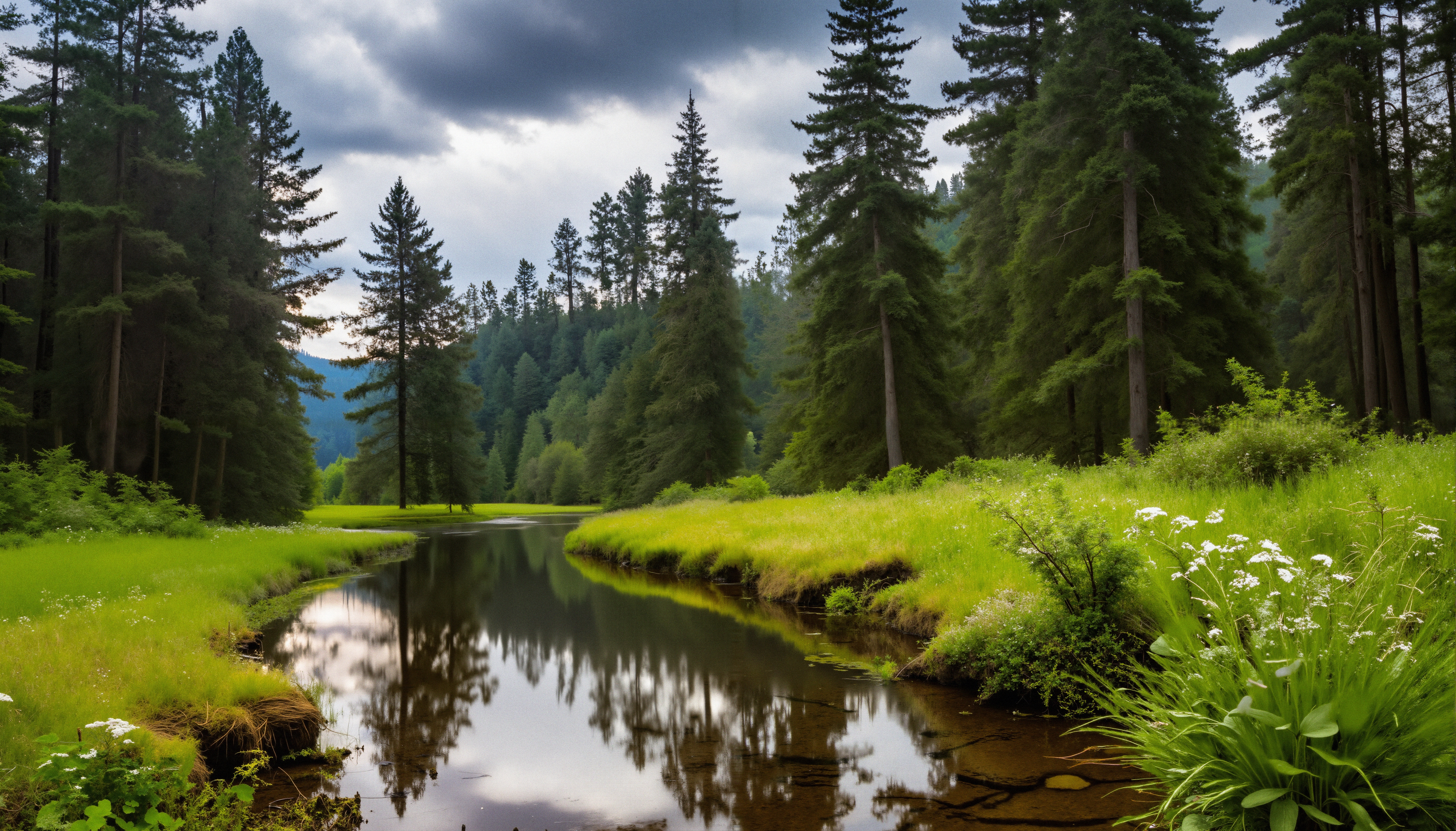 Peaceful River through Dense Forest