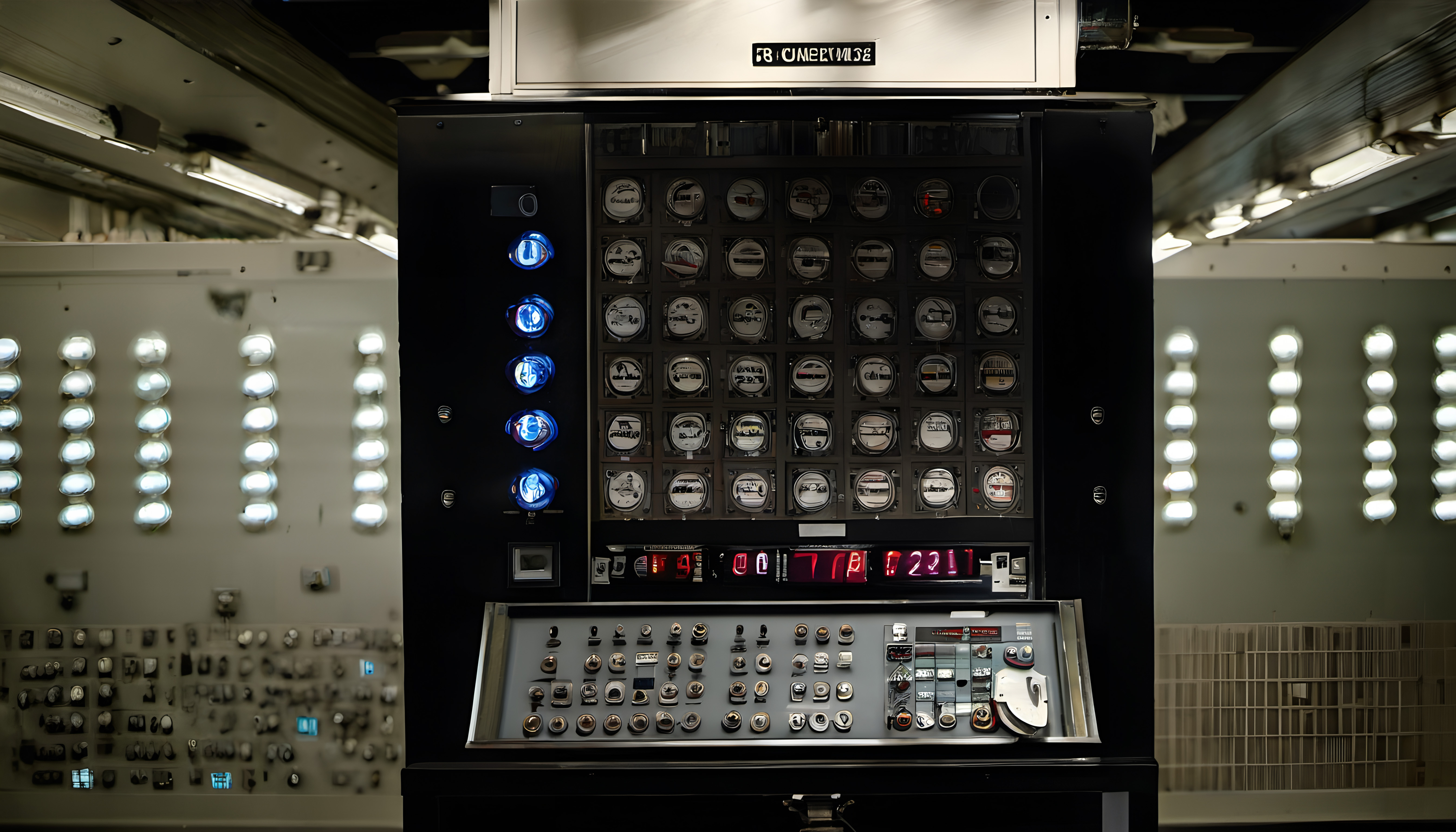 Vintage Industrial Control Panel Room