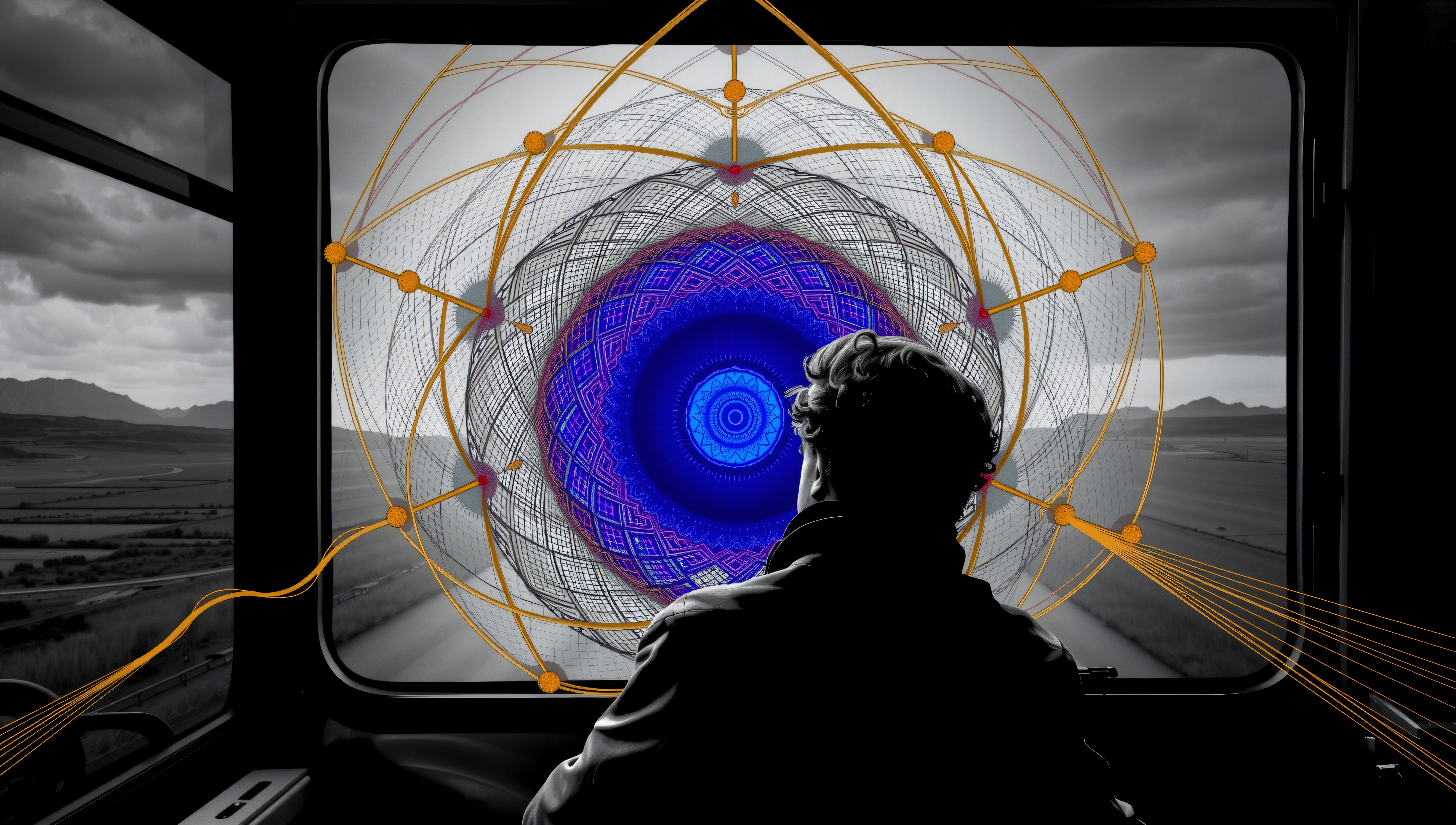 Surreal Train Window Mandala View