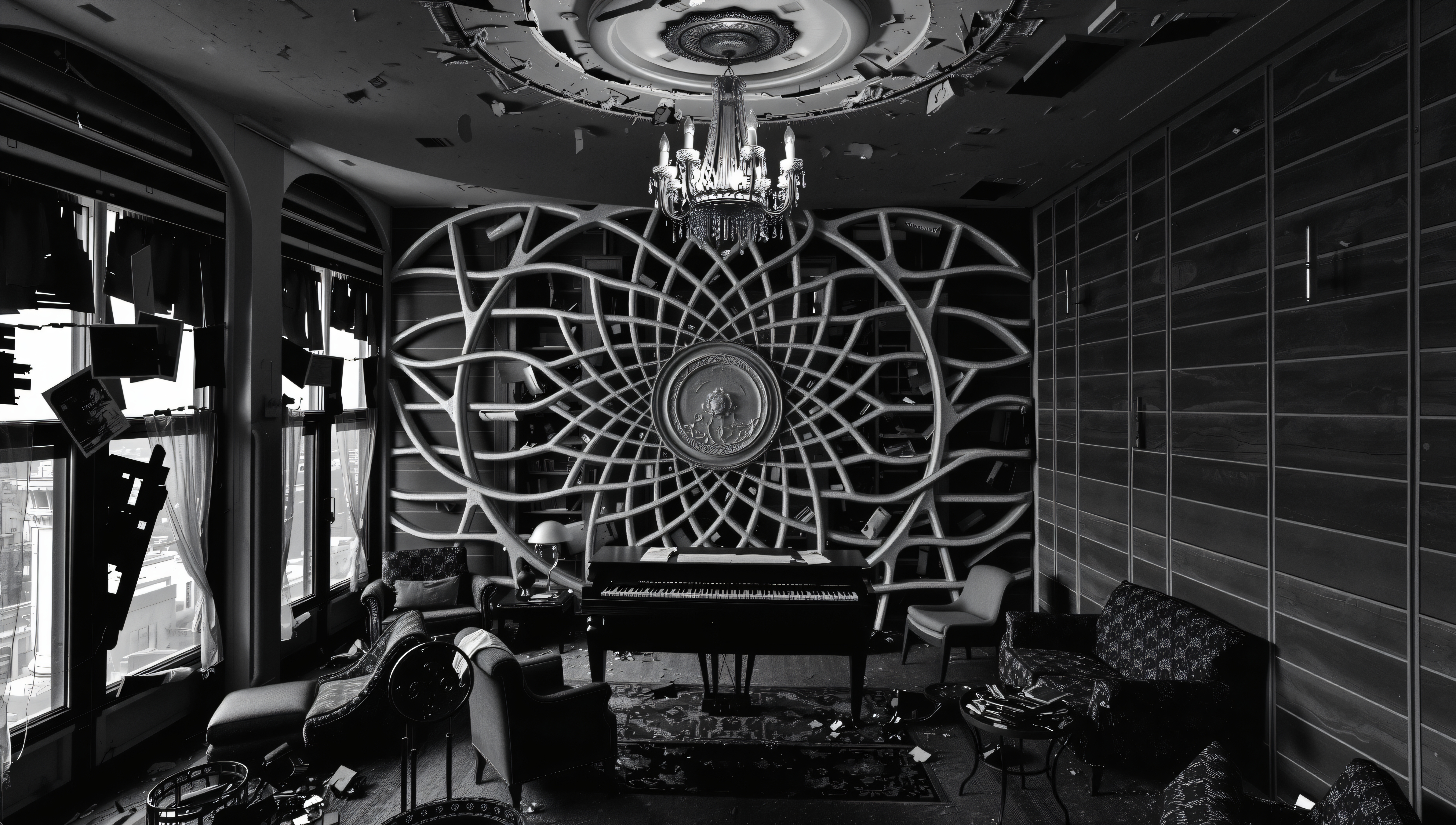 Ornate room with grand piano