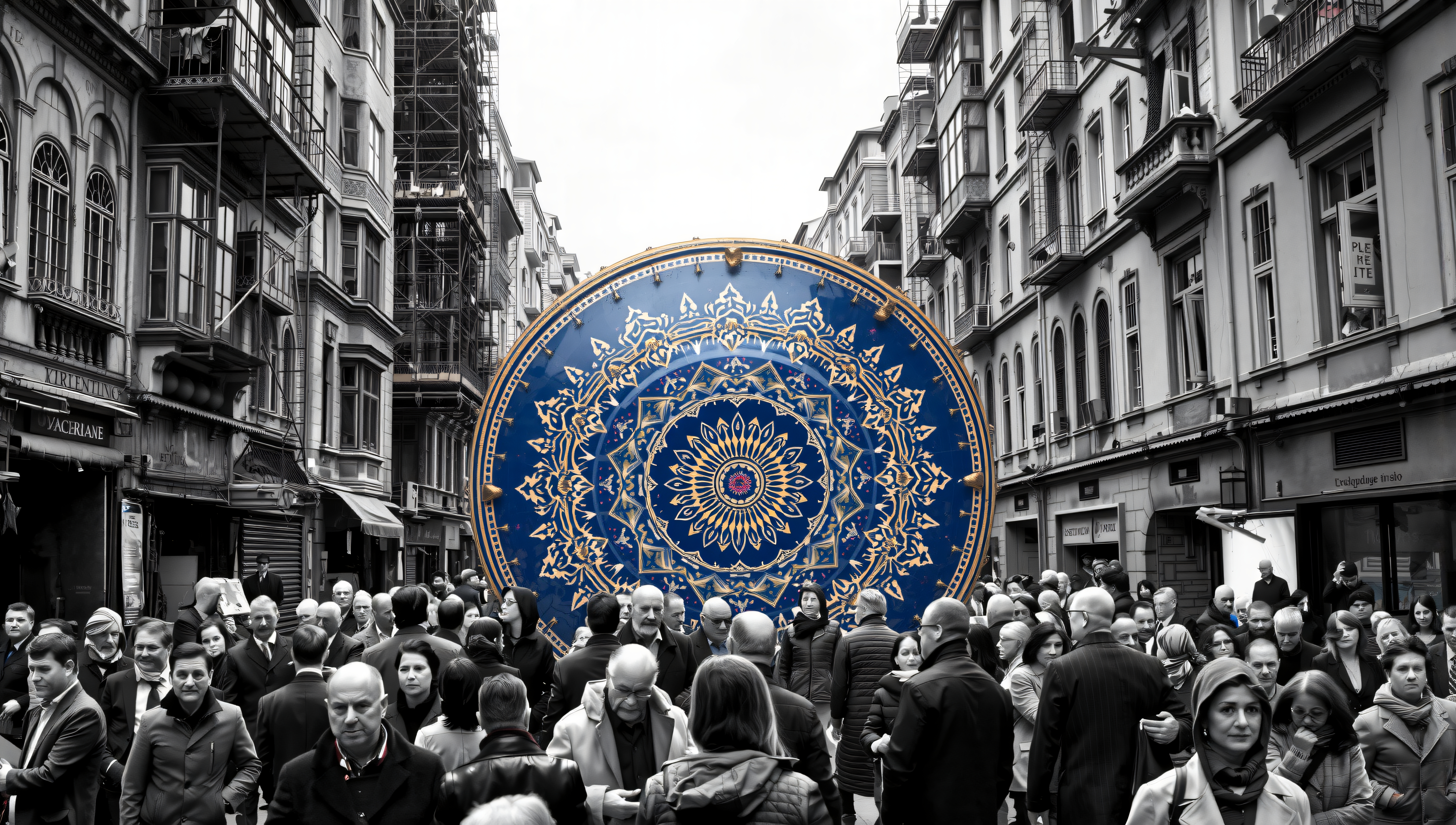 Street Scene with Blue Mandala