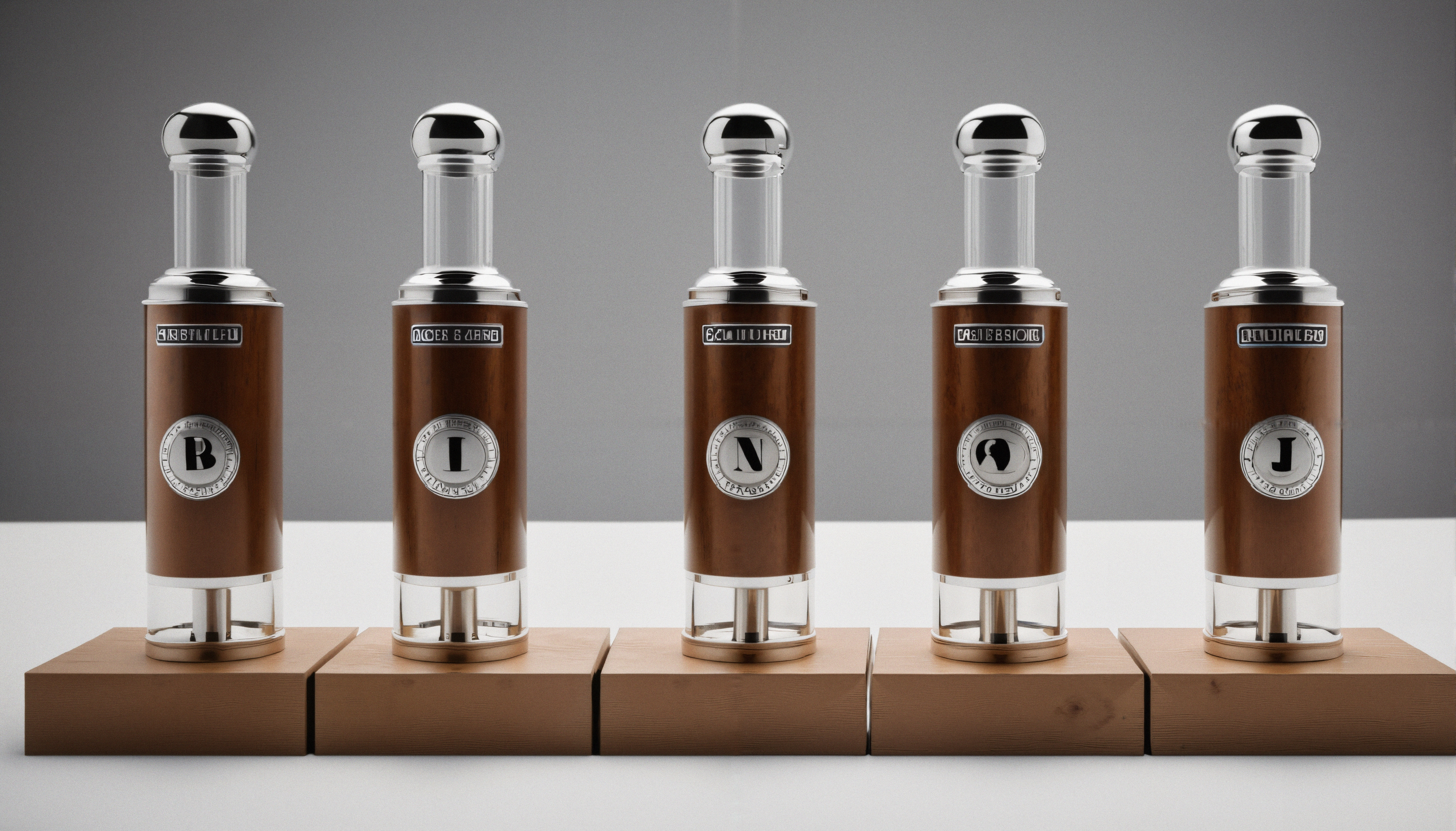 Elegant Cylindrical Bottles on Display
