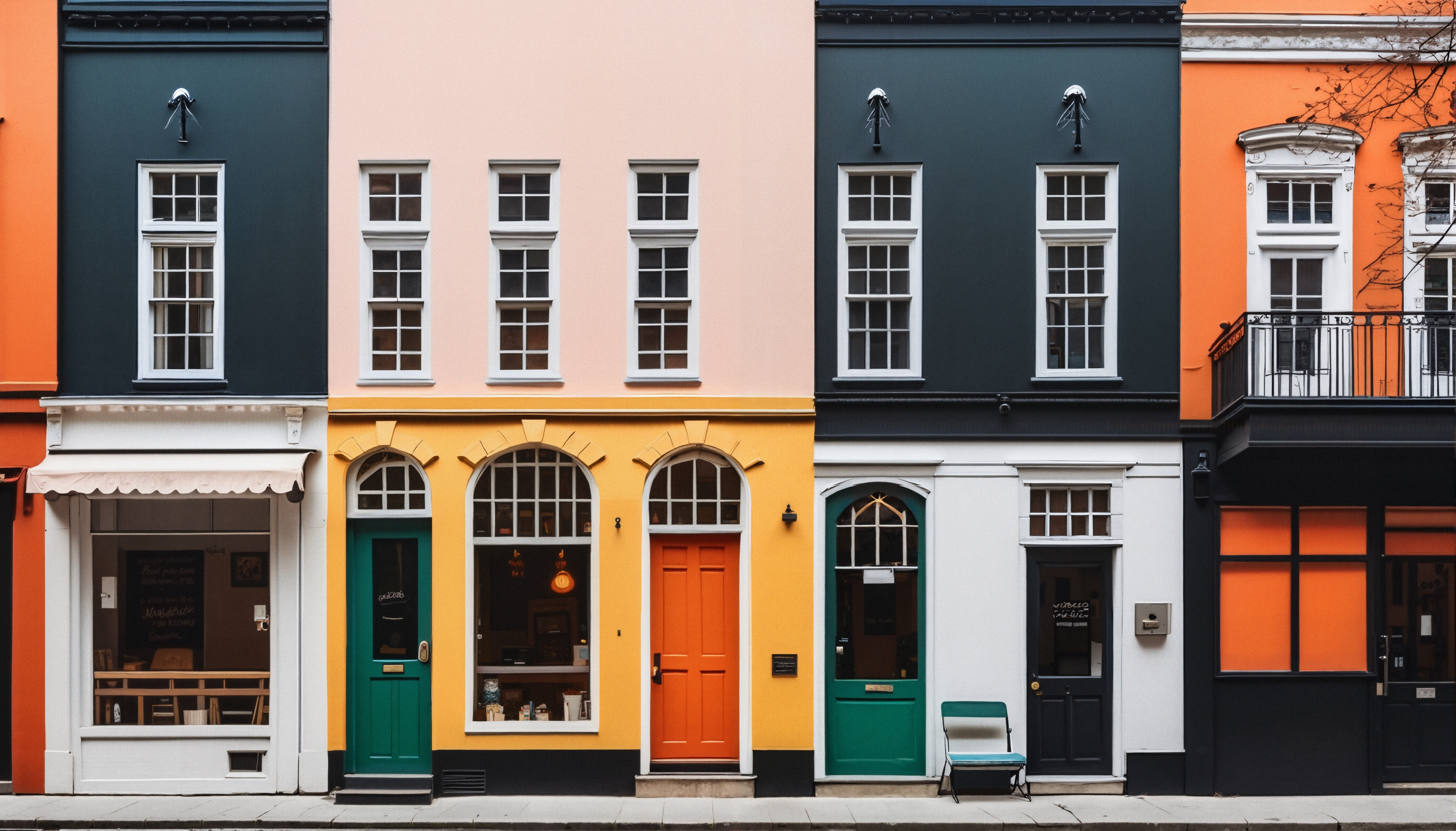 Colorful Historic Urban Townhouses Stand