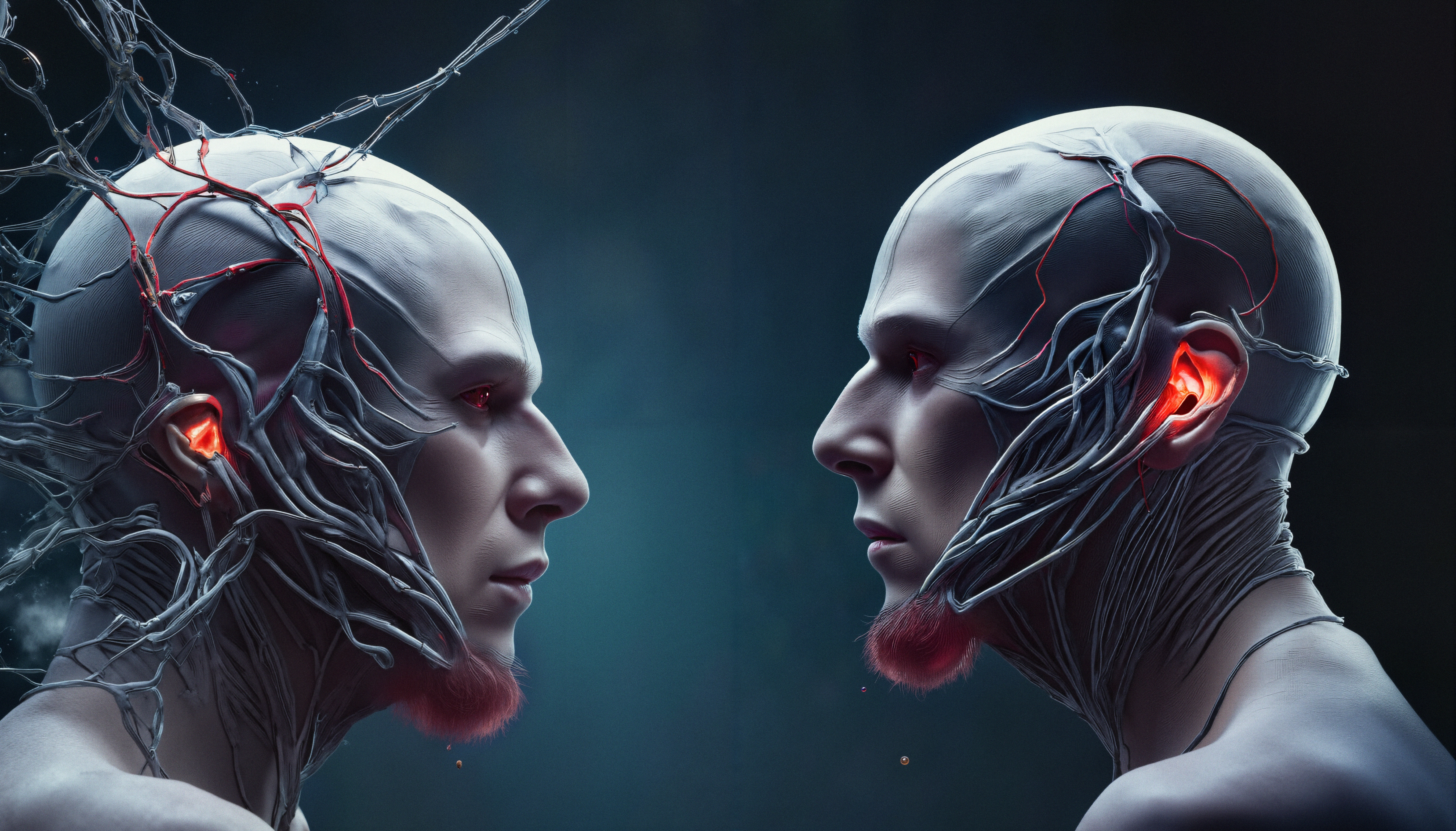 Futuristic Cyborgs Facing Off