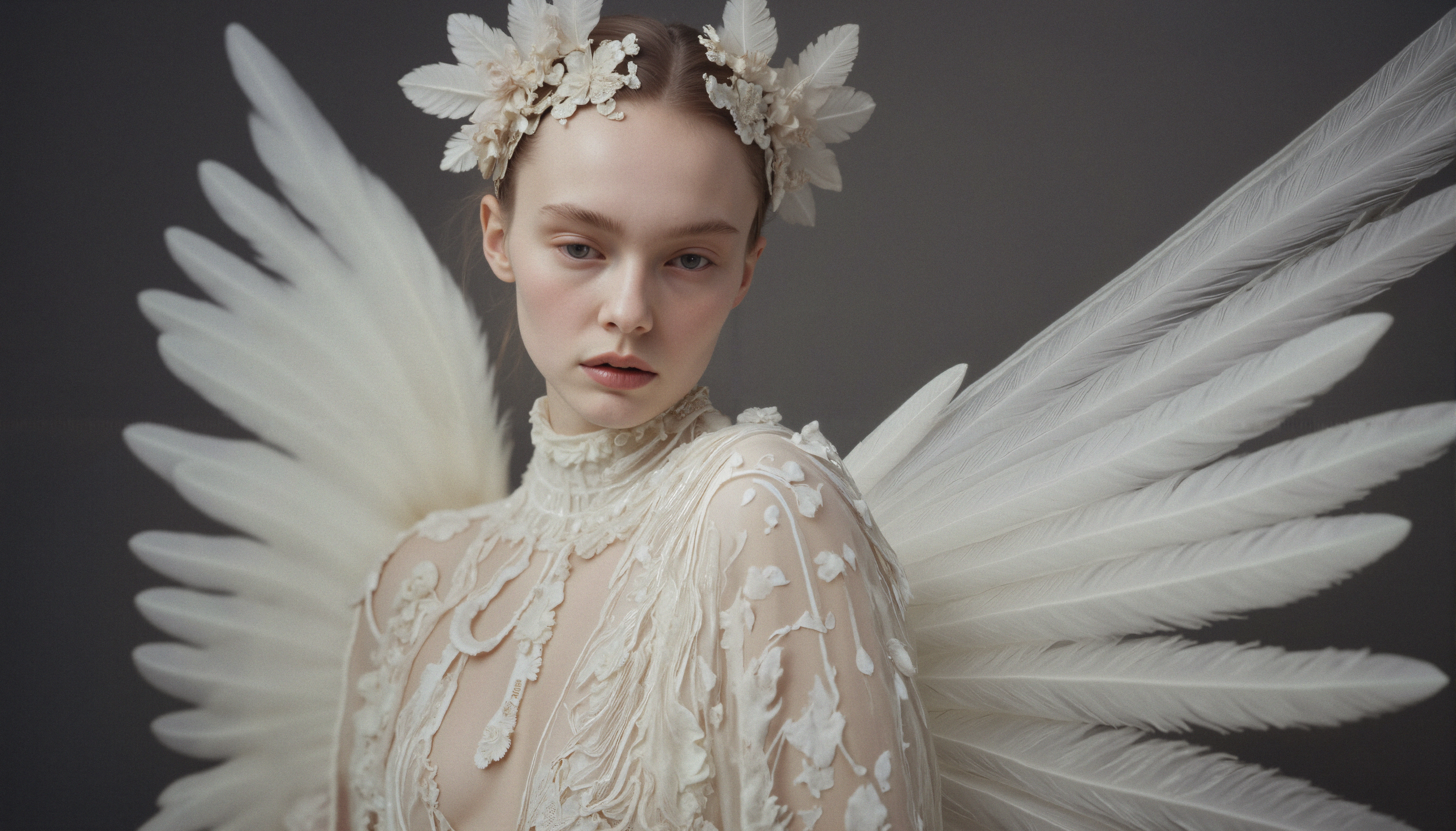 Ethereal Elegance with Feathered Wings