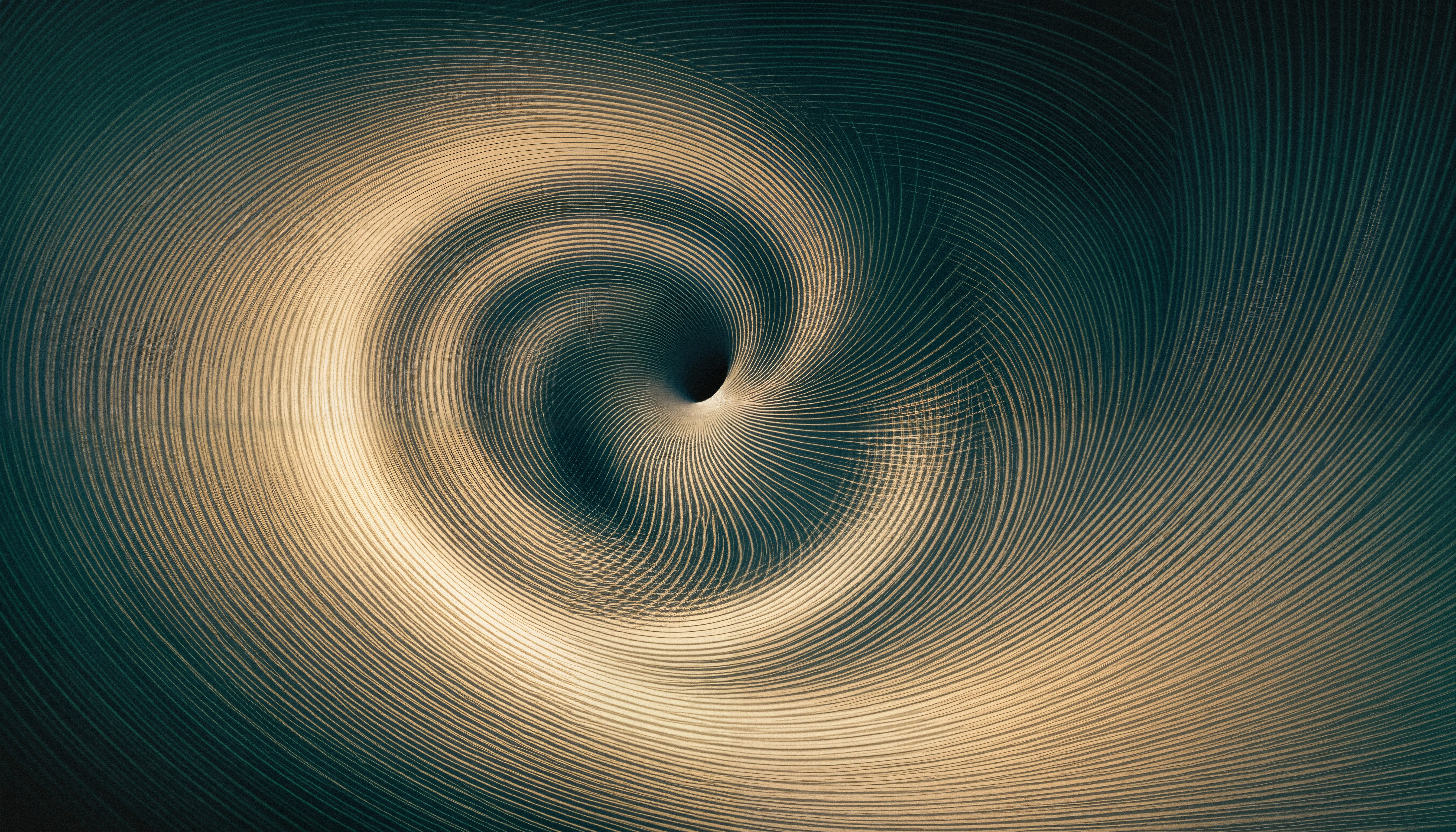 Abstract vortex pattern with swirling concentric lines in tan and green color tones creating a mesmerizing spiral effect.