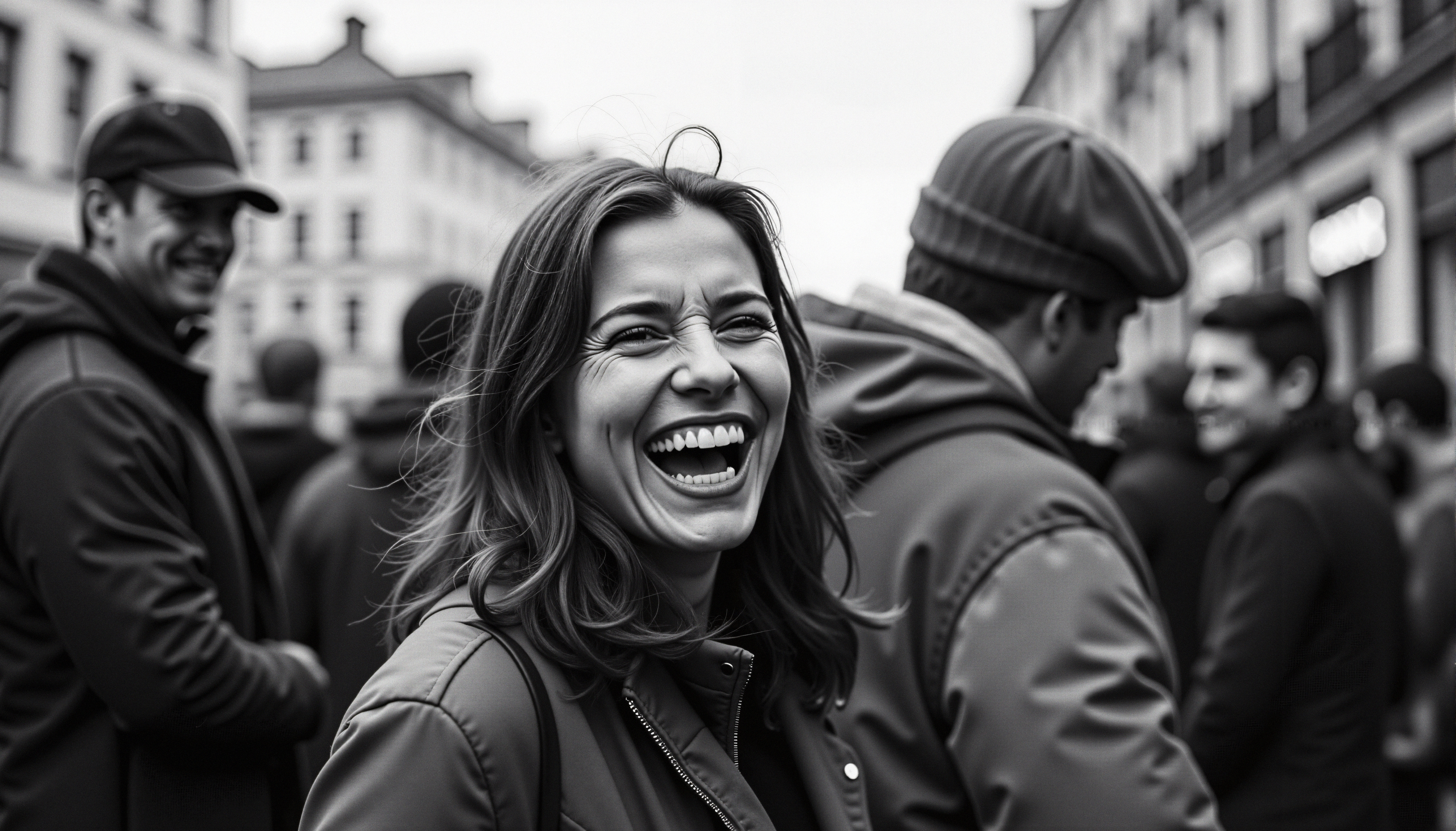 City Street Laughter Captured Joyfully