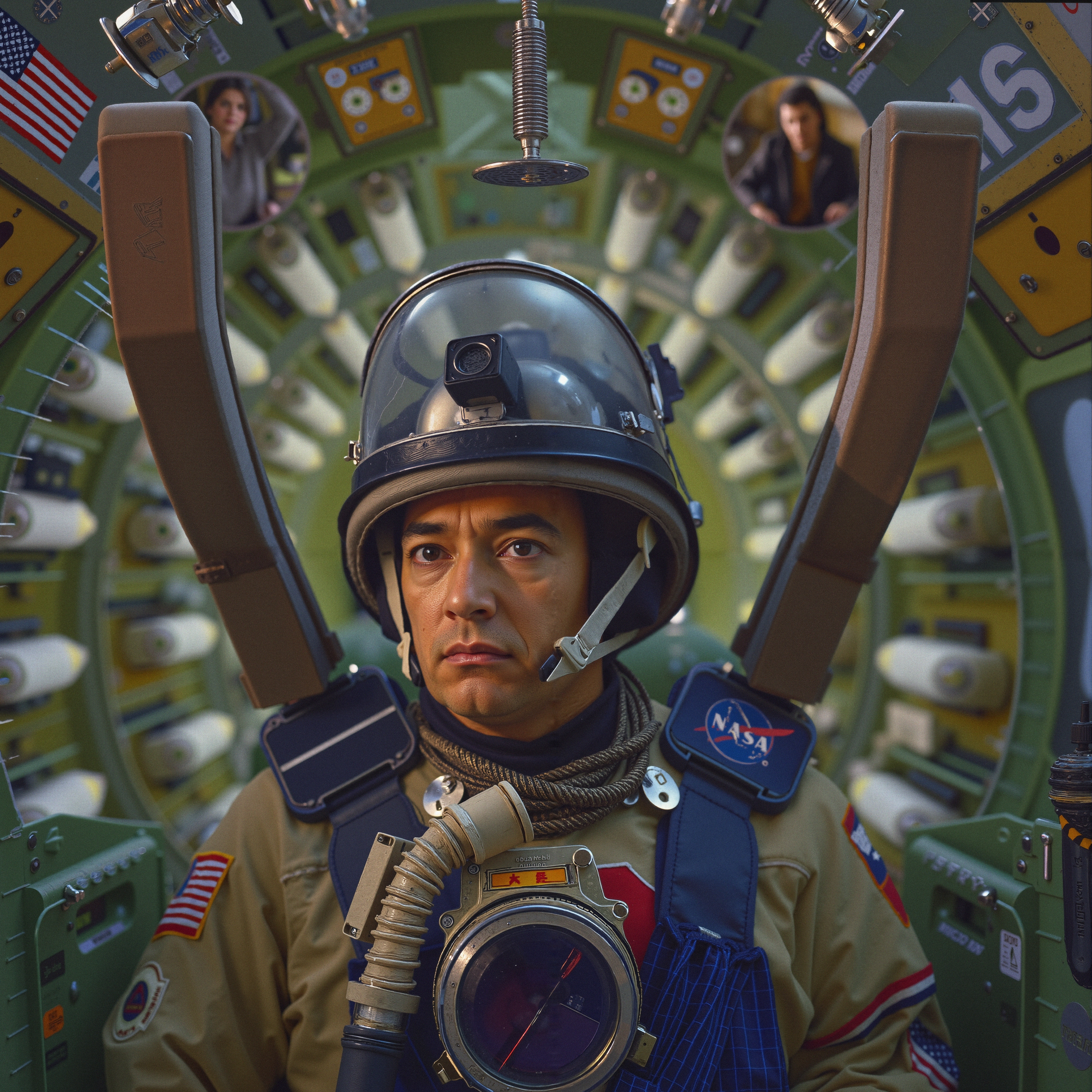 Astronaut in detailed spacecraft with advanced NASA technology.