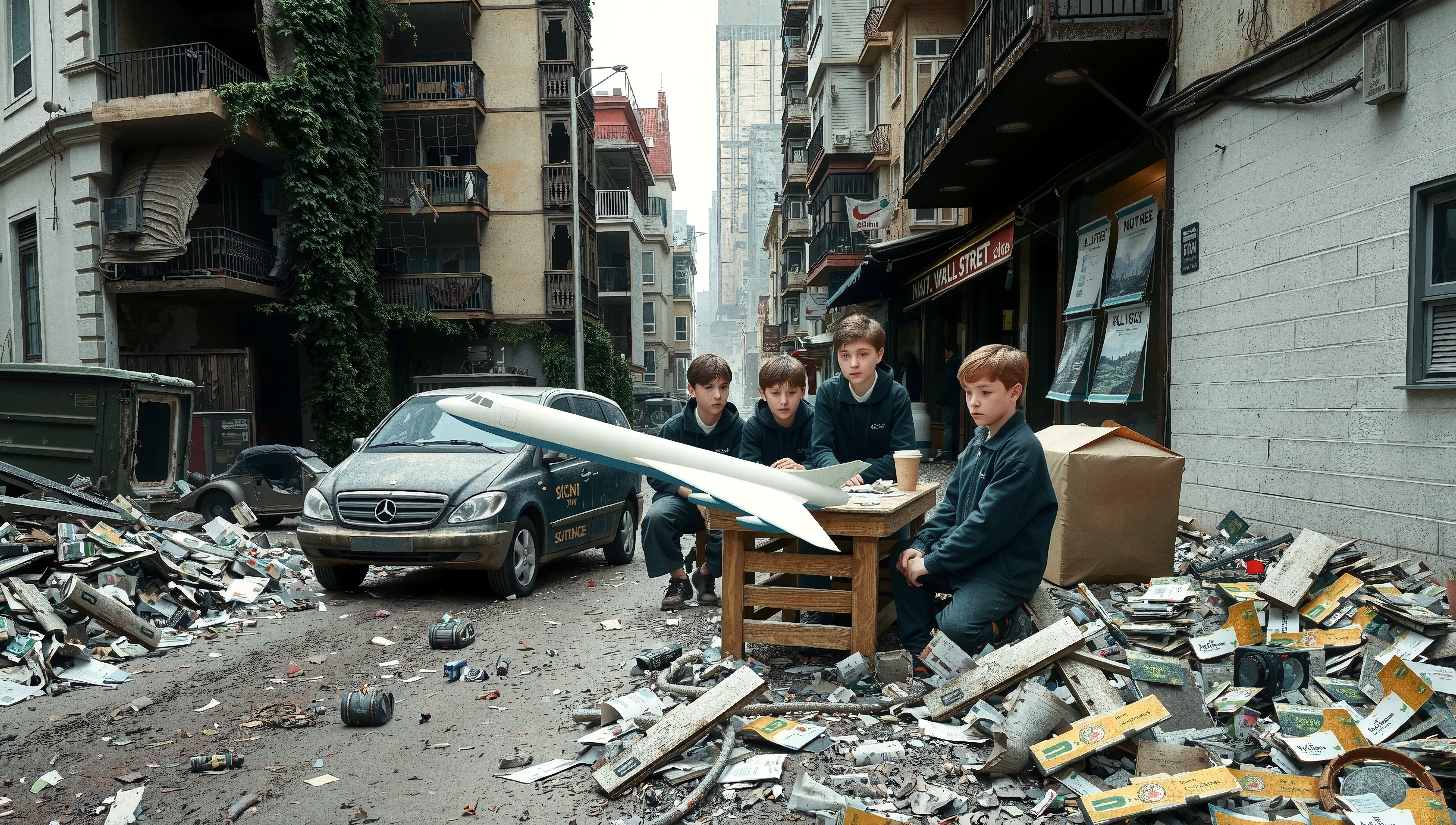 Boys in urban alley project