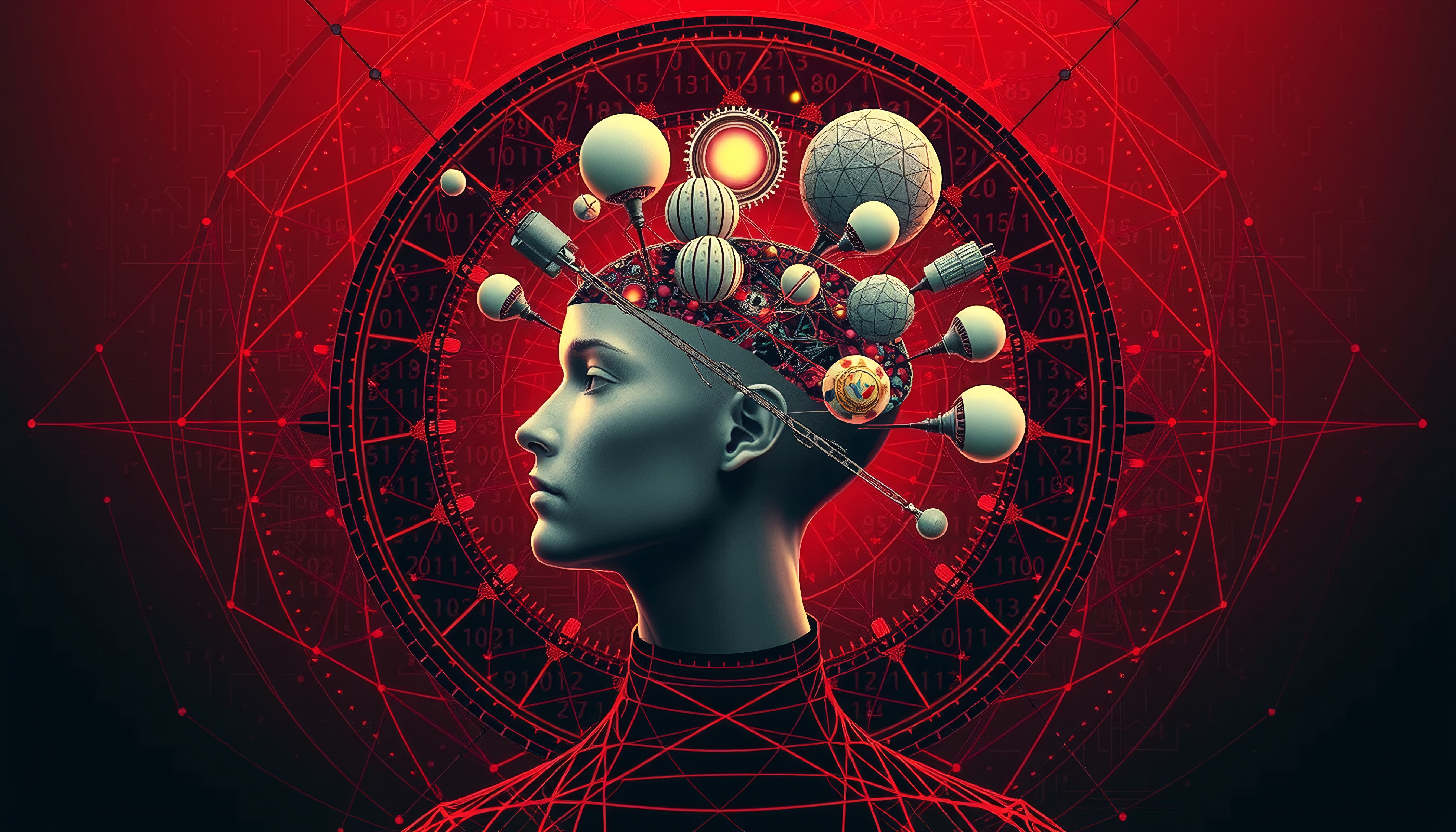 Futuristic Human and Machines Merge