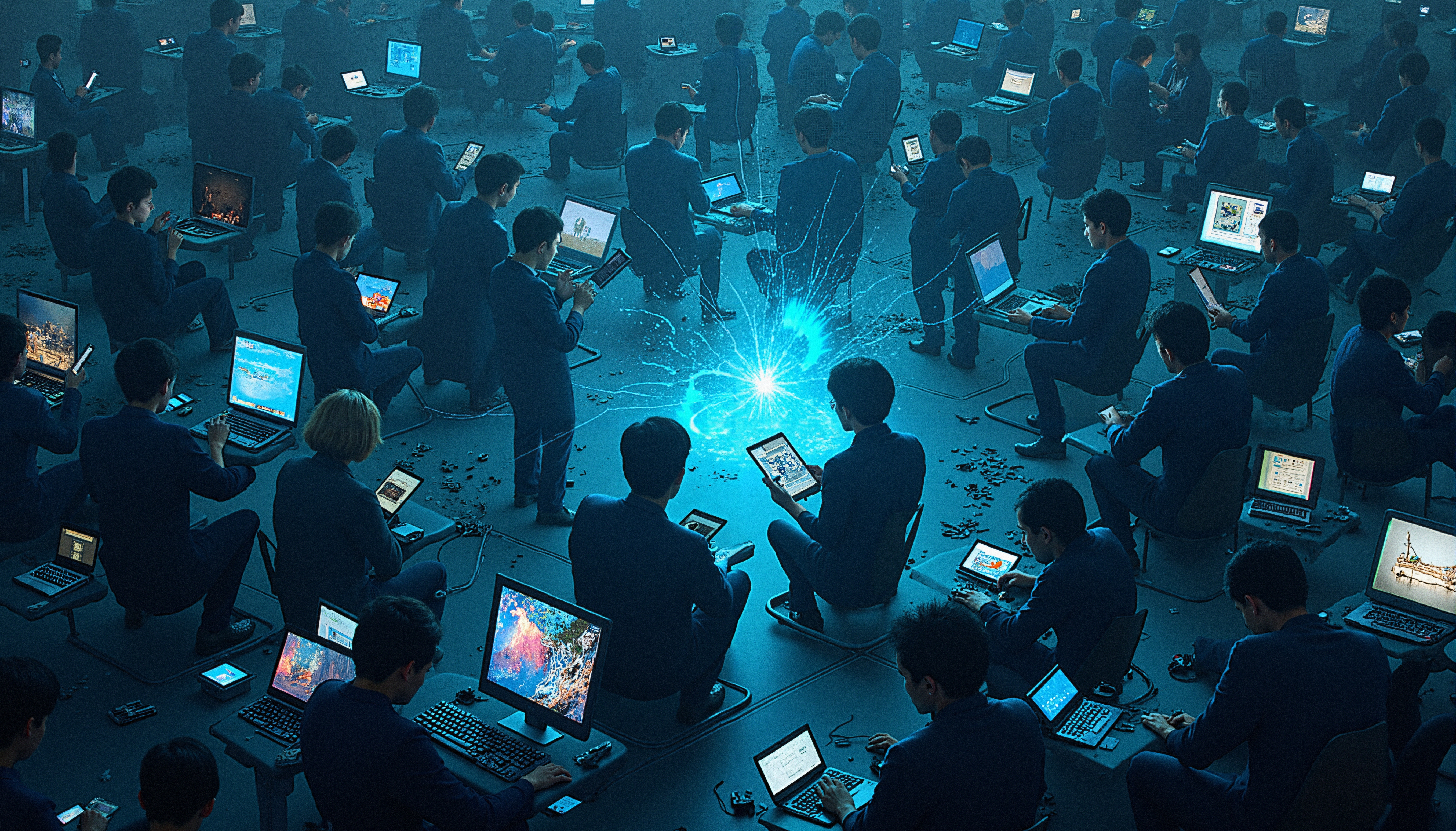 Digital Network Blue Energy Futuristic Scene