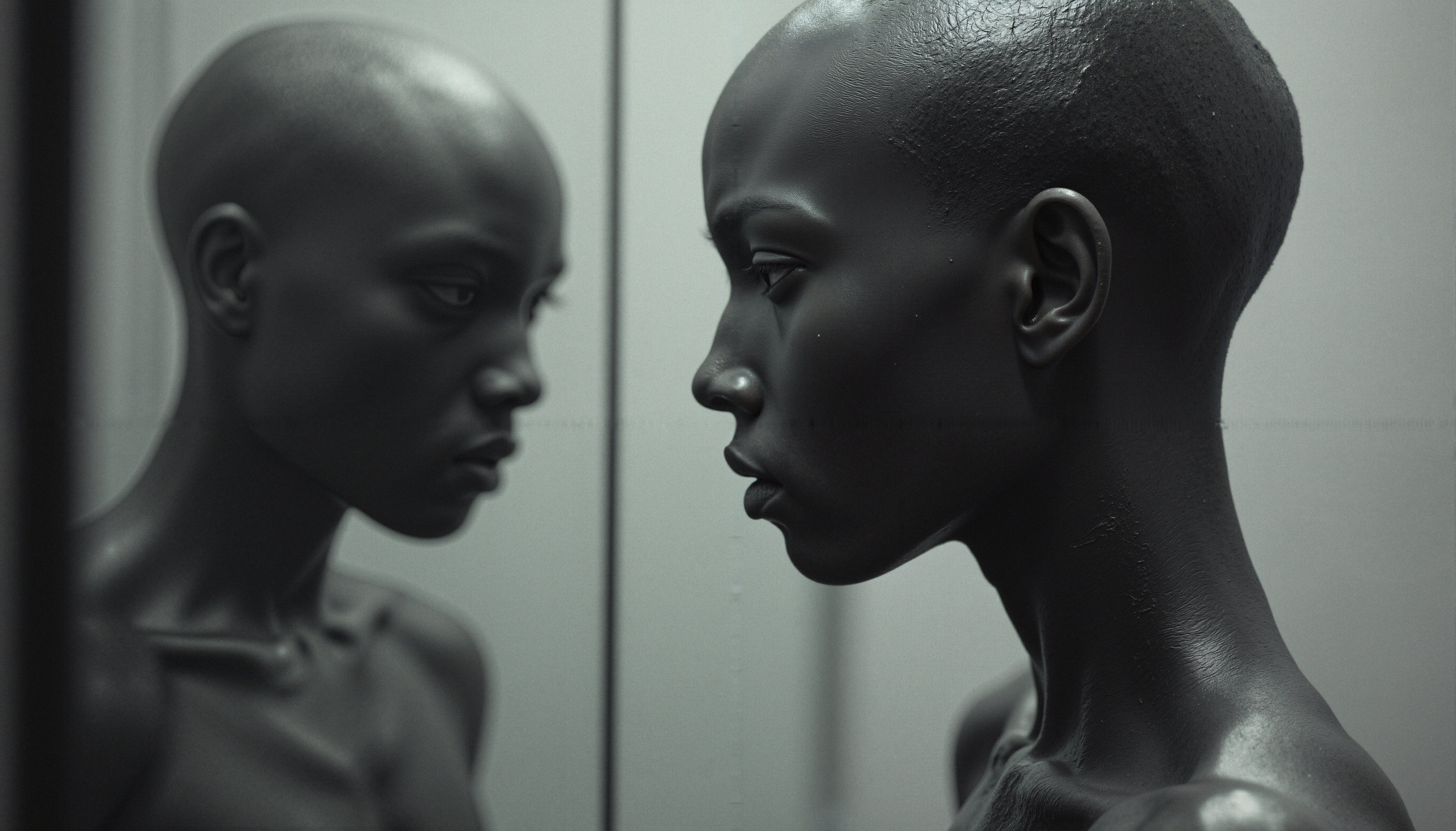 Reflective Contemplation in Mirror