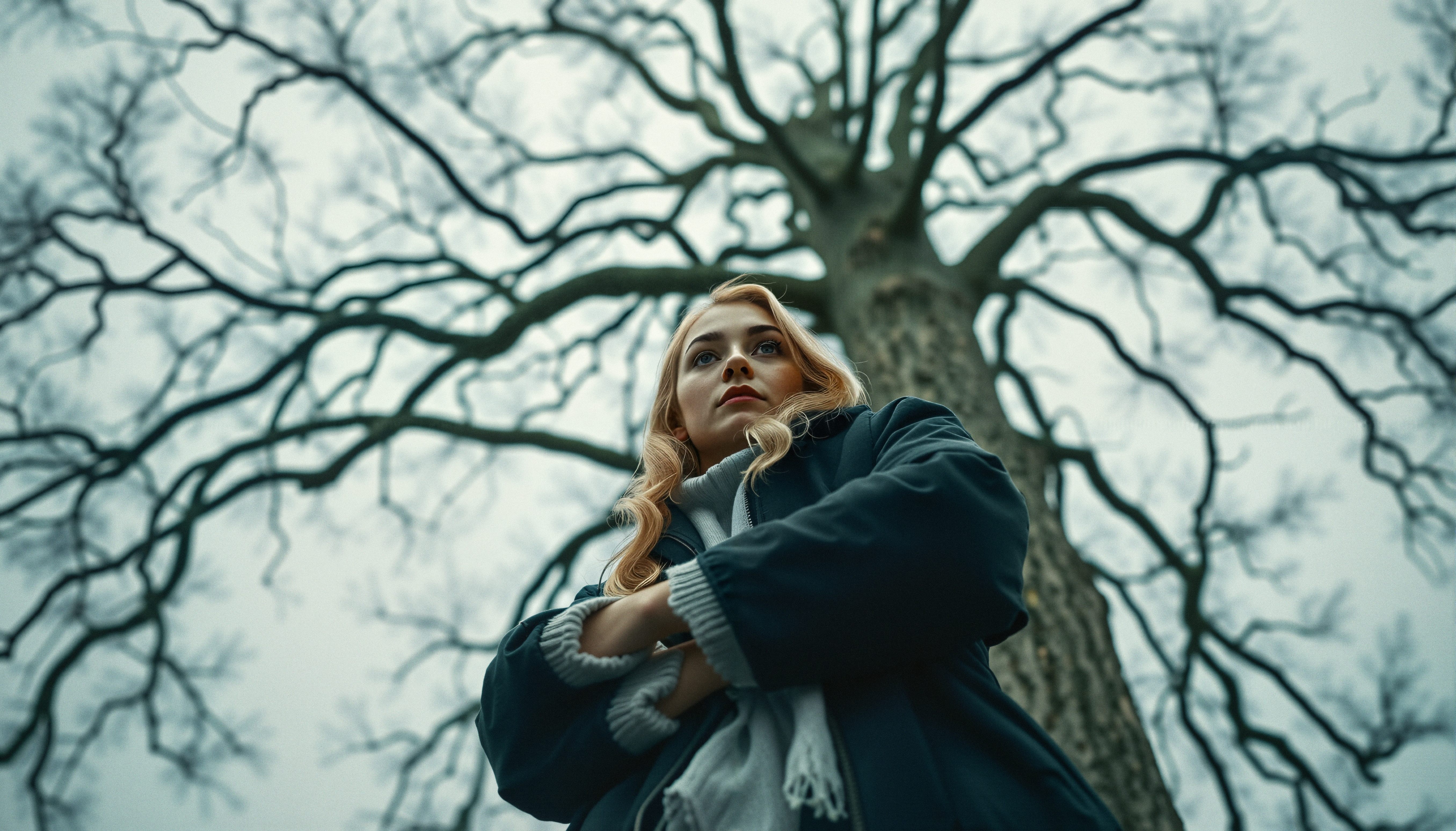 Contemplative Woman Under Tree