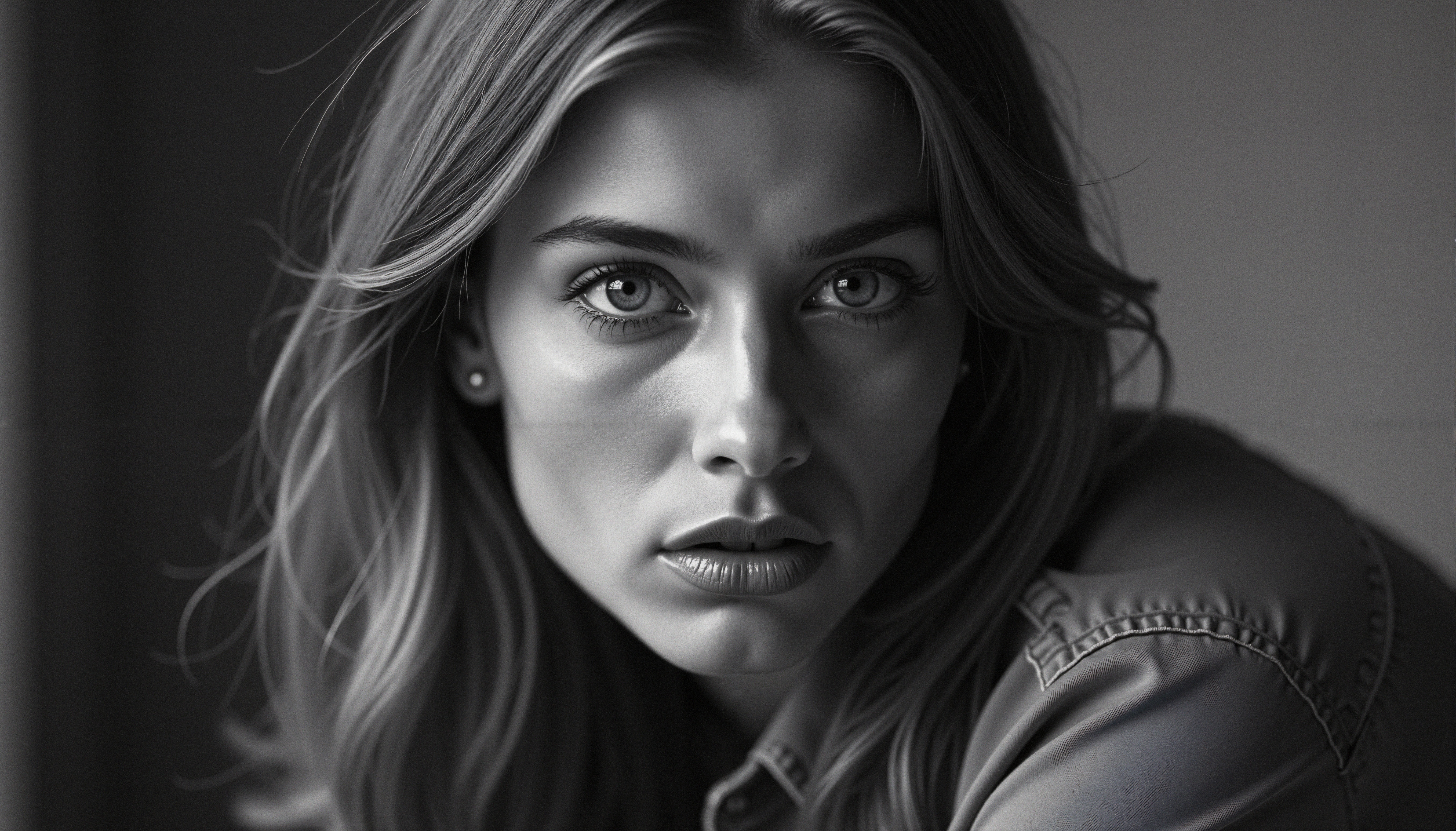 Captivating Gaze in Monochrome Portrait