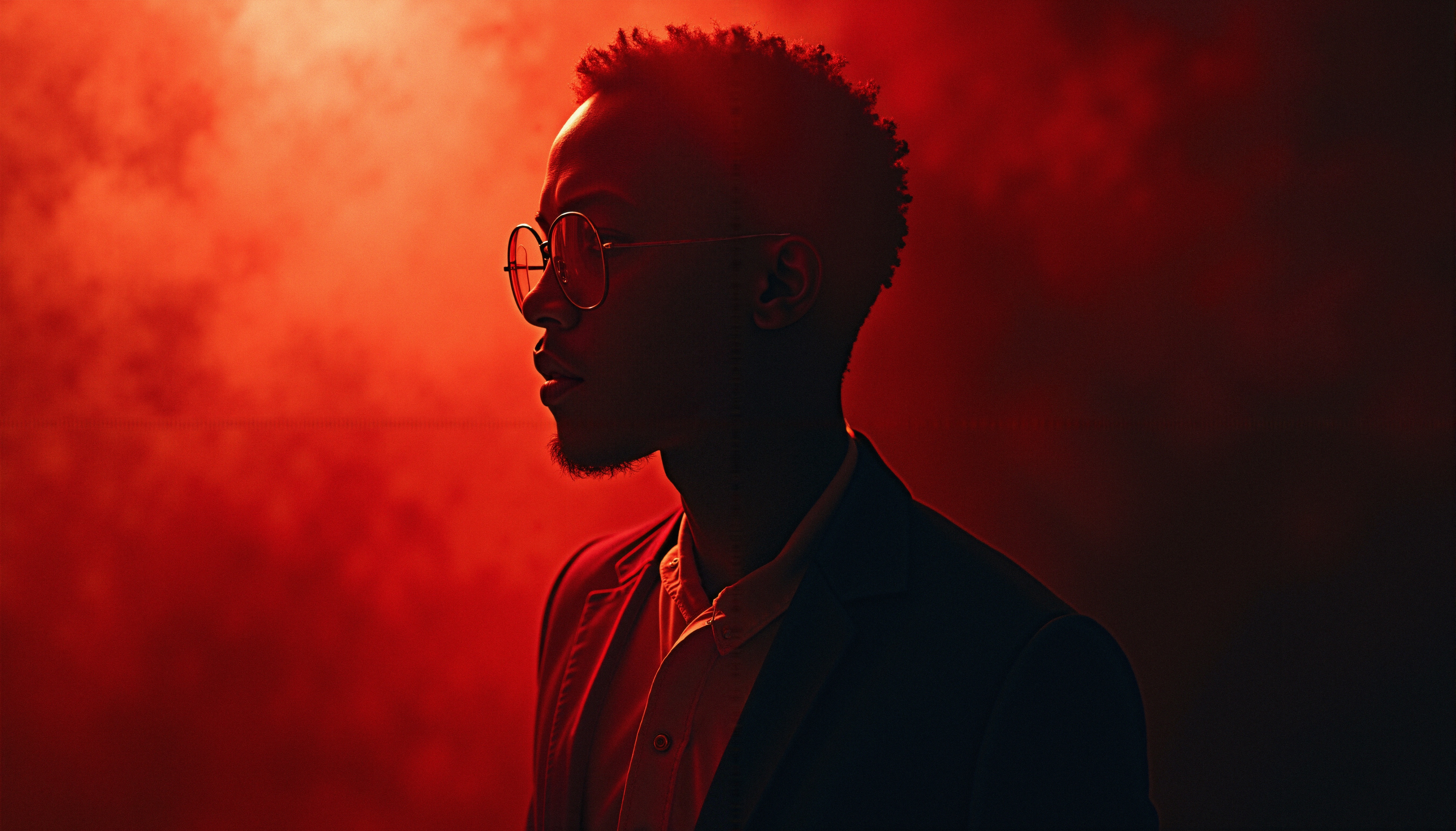 Silhouette in Red Light Art