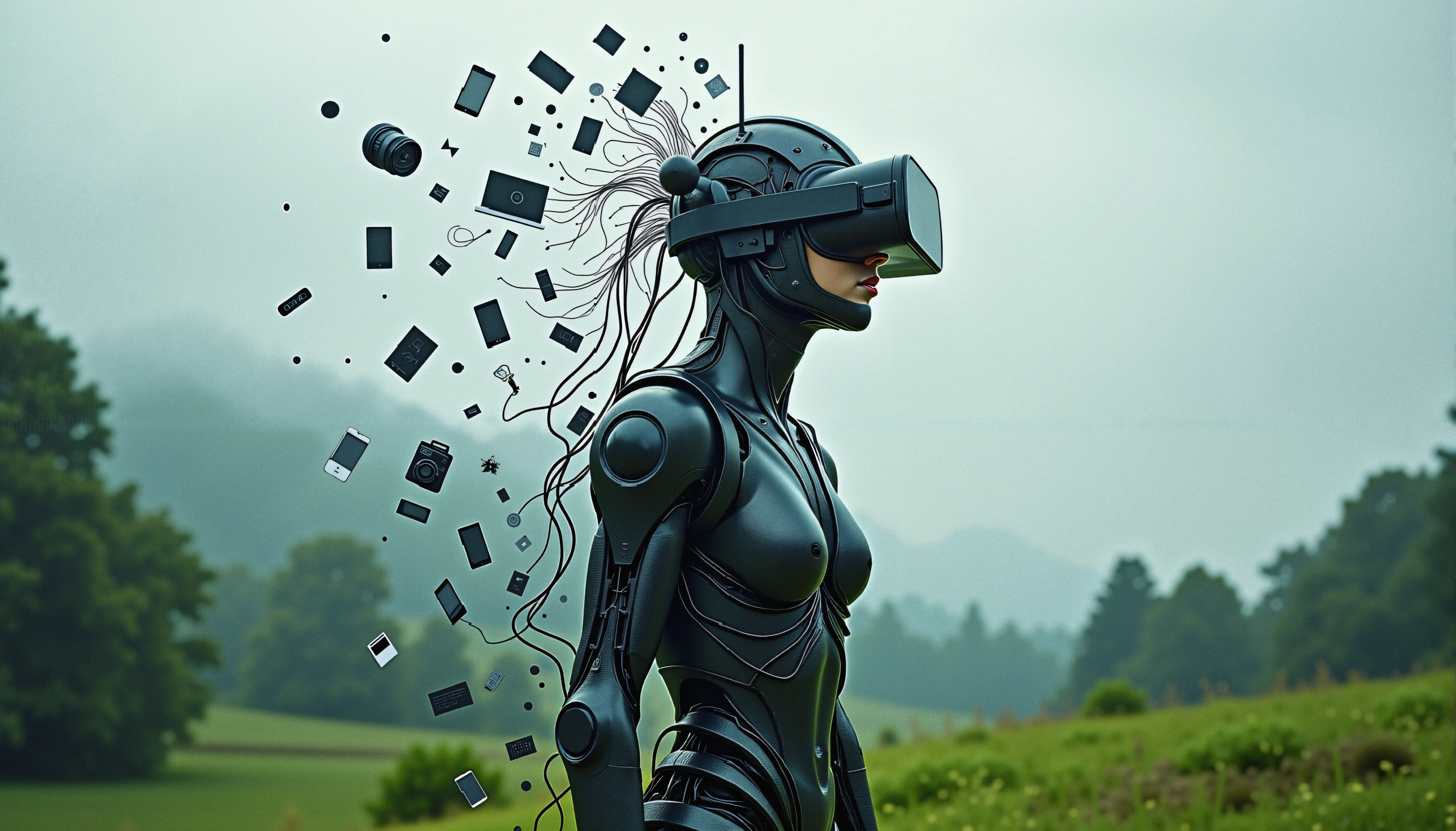 Futuristic Robot in Natural World