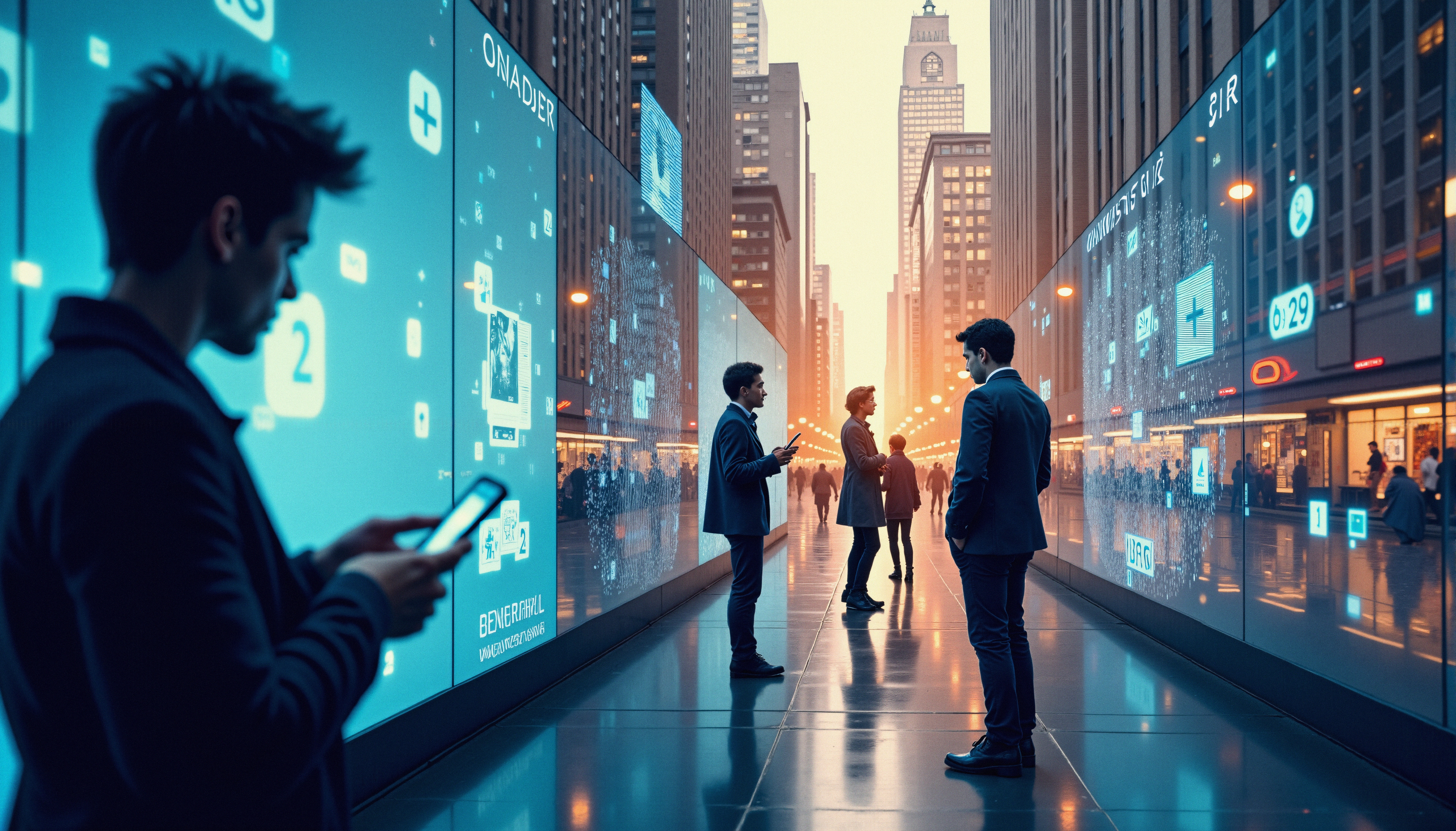 Futuristic Digital Urban Street Scene