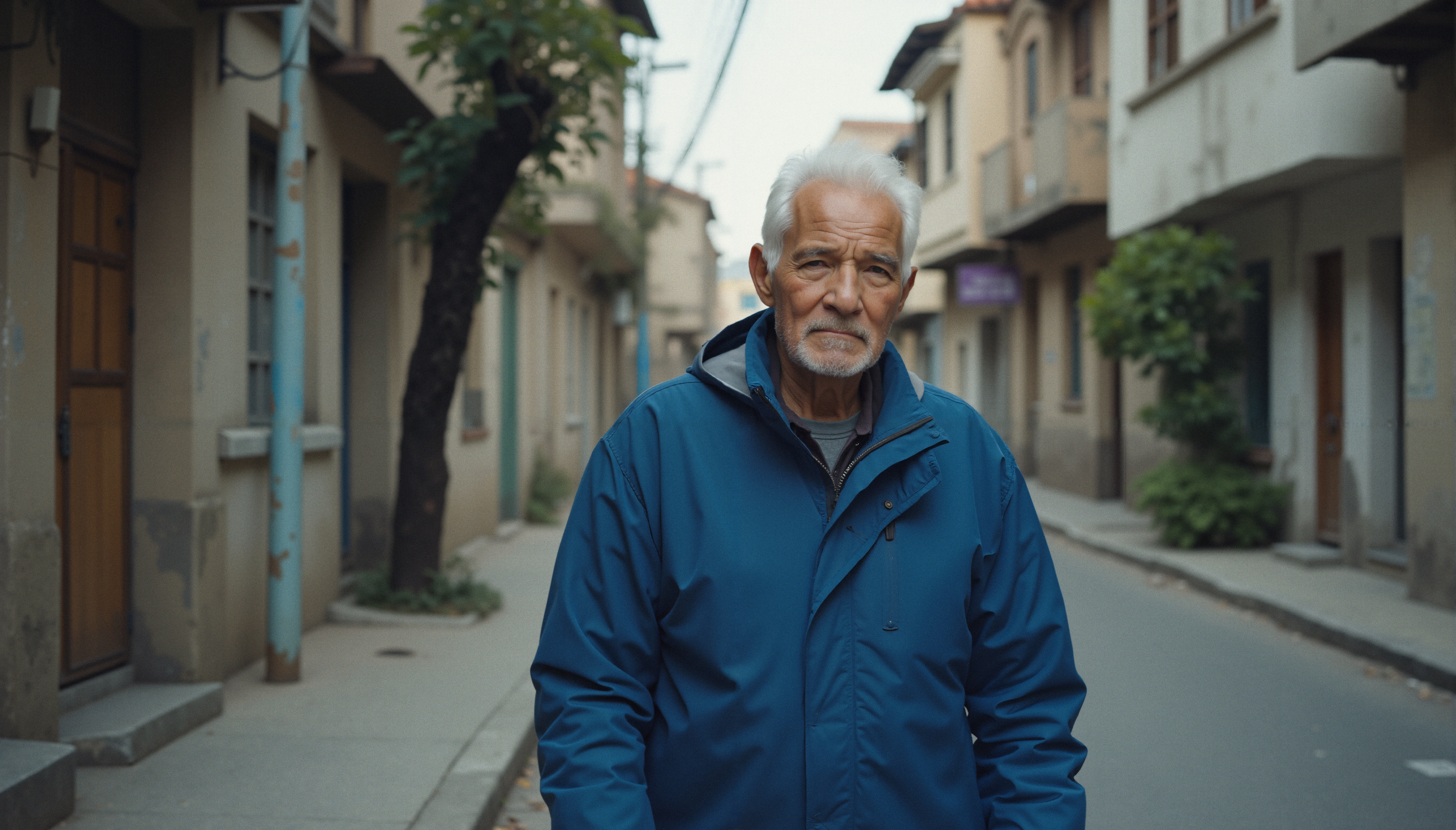Thoughtful Elderly Man in Street