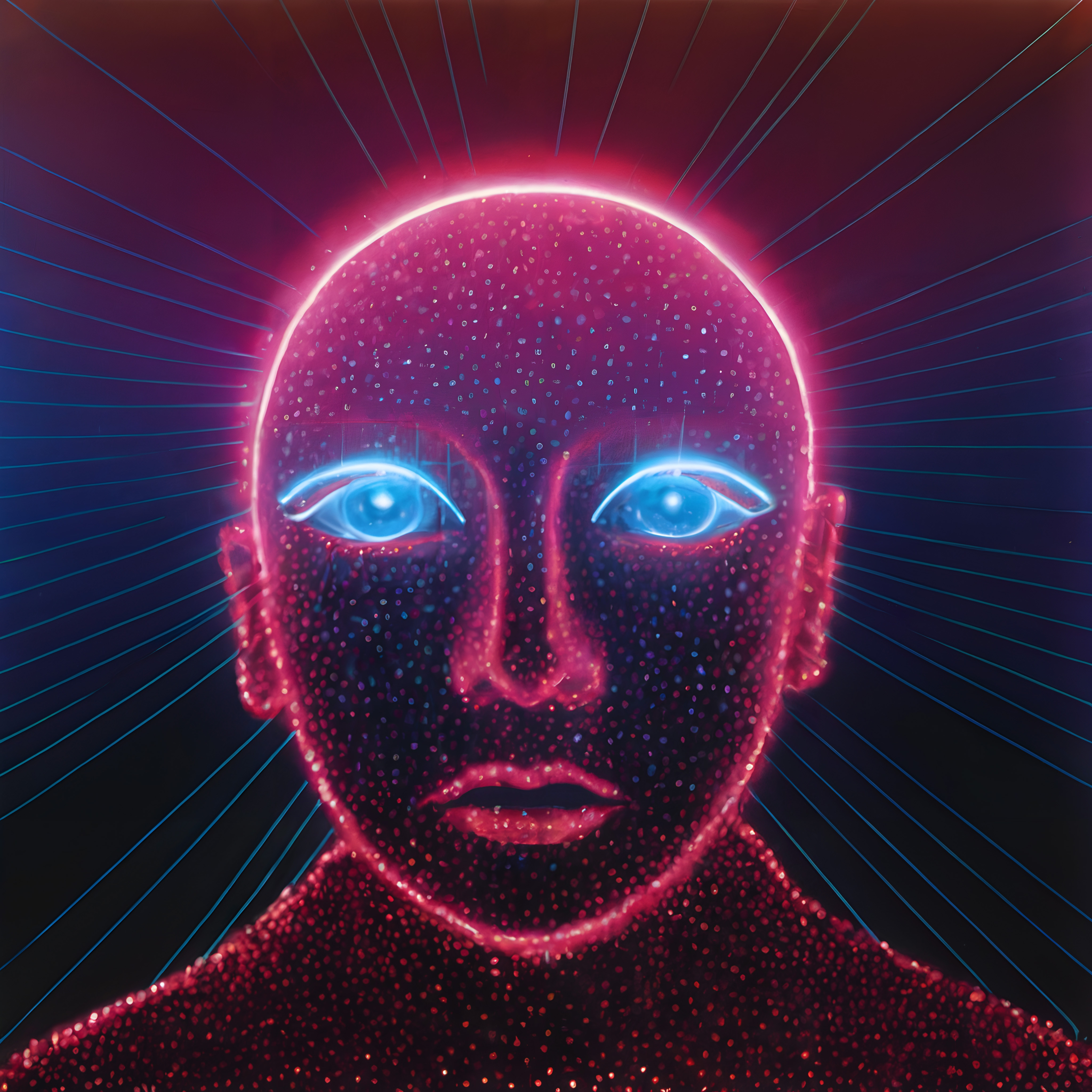 A stylized face with a science fiction aesthetic