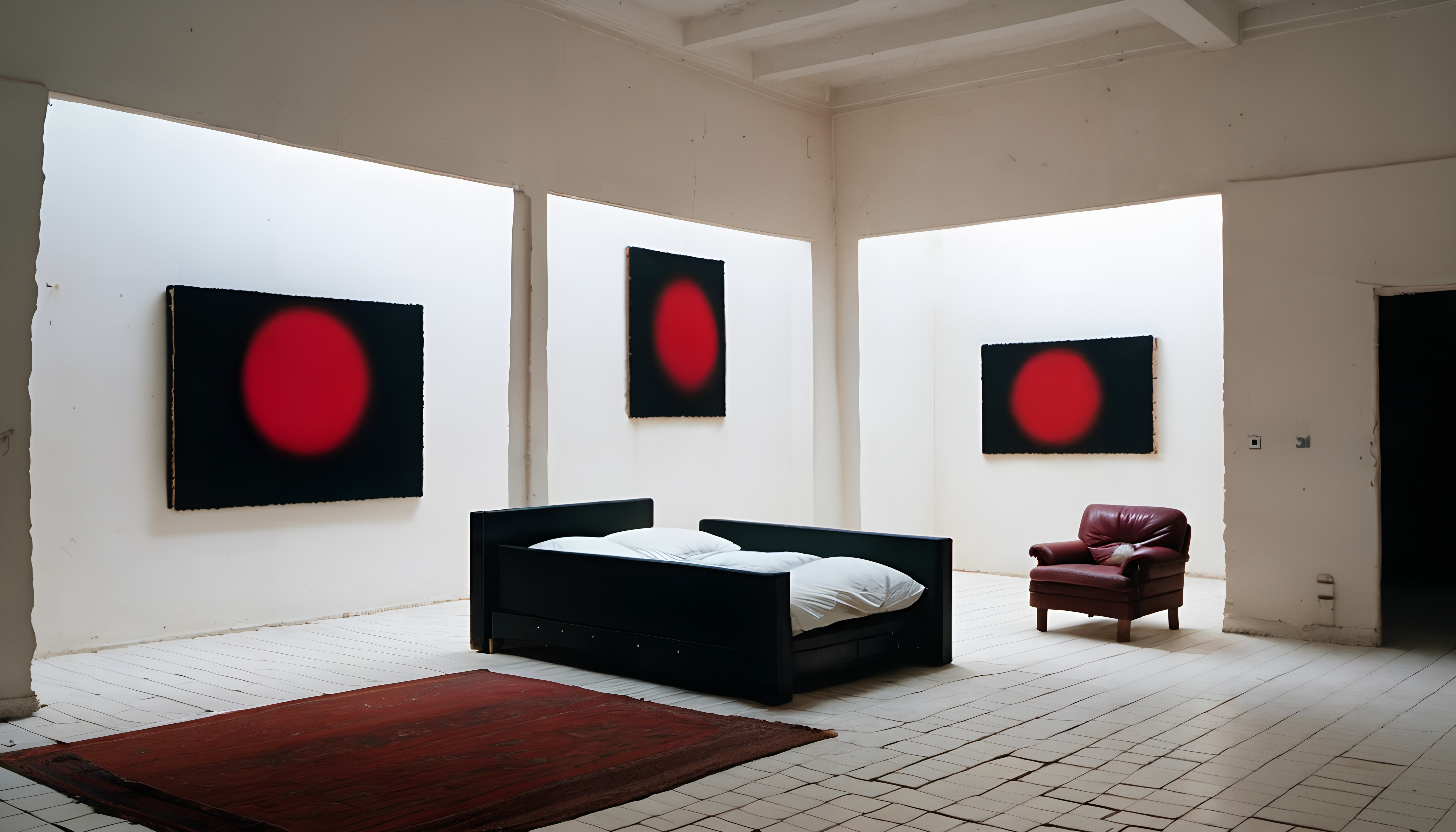 Minimalist Room with Red Artwork
