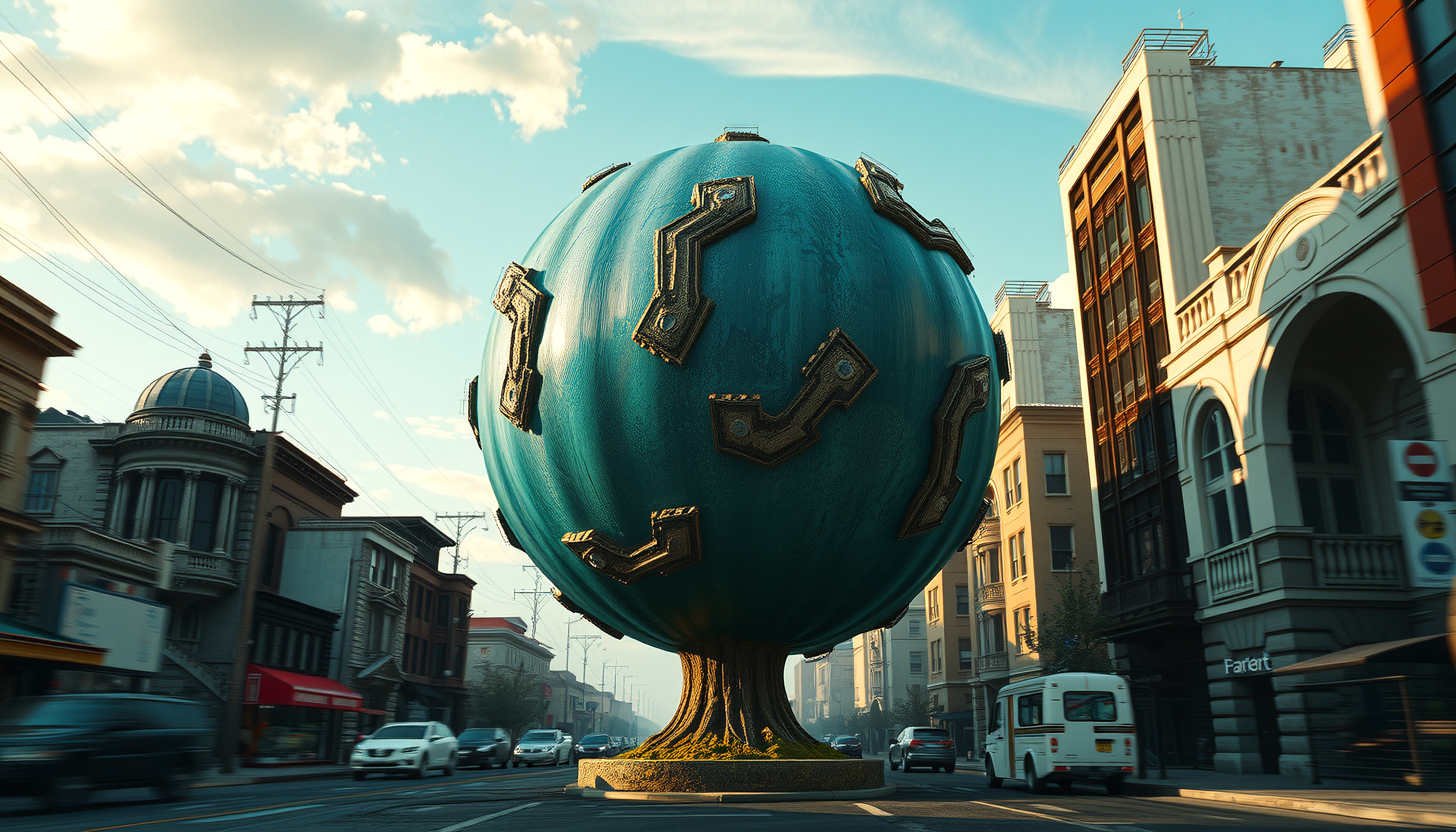 Futuristic Sphere in Urban Setting