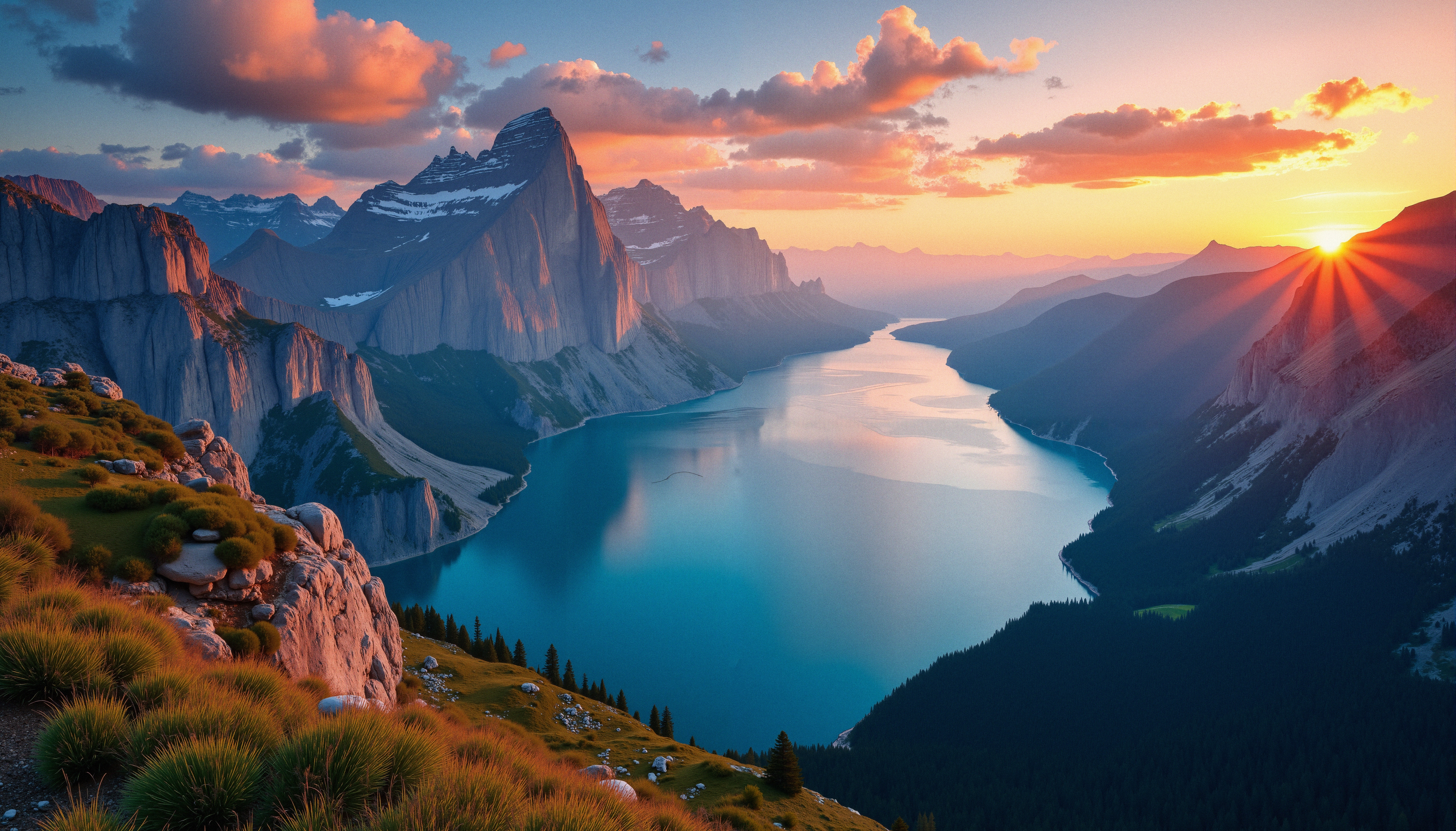Majestic Mountain Lake Sunset