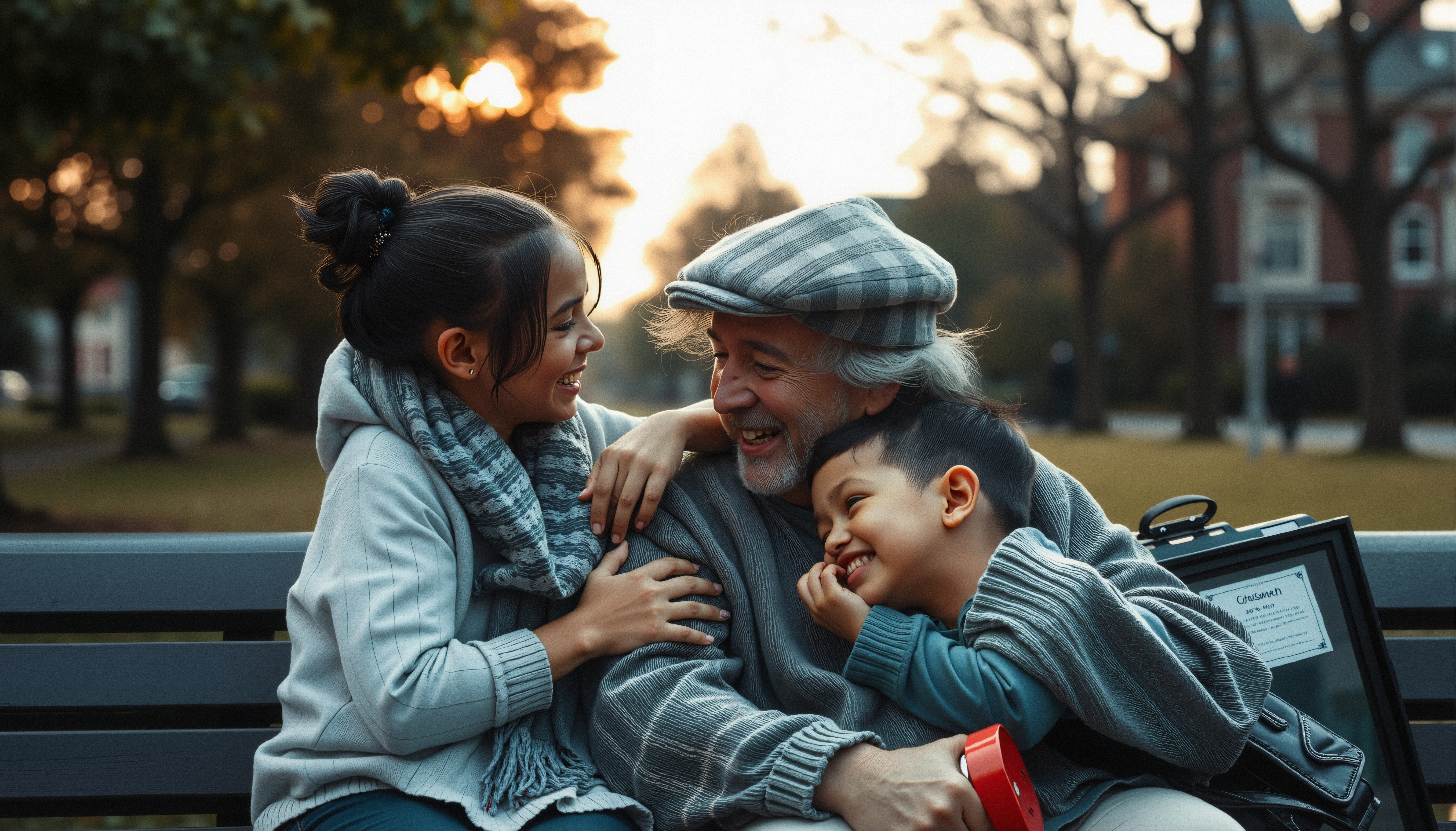 Generational Bond on a Park Bench