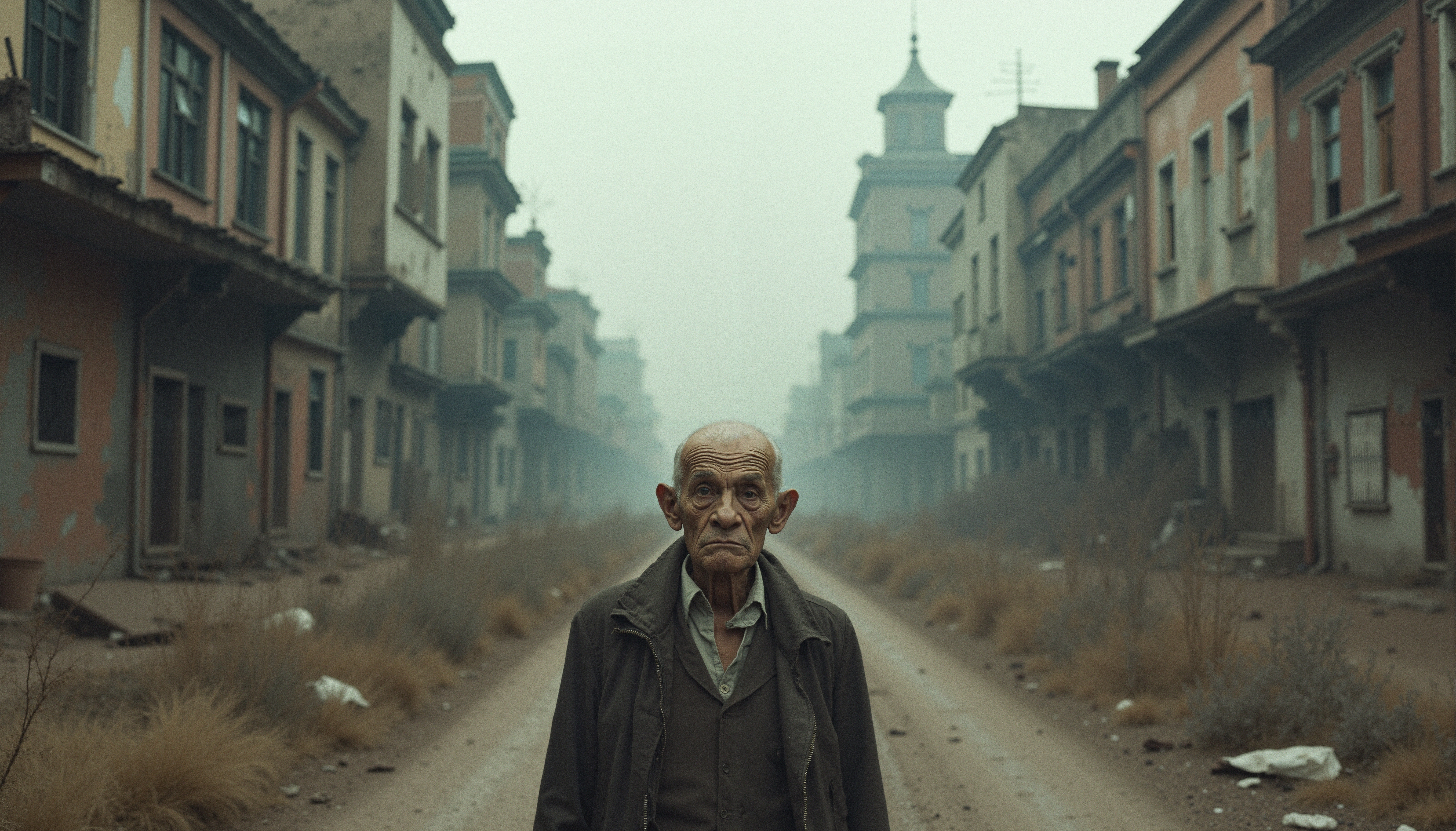 Elderly Man in Deserted Street
