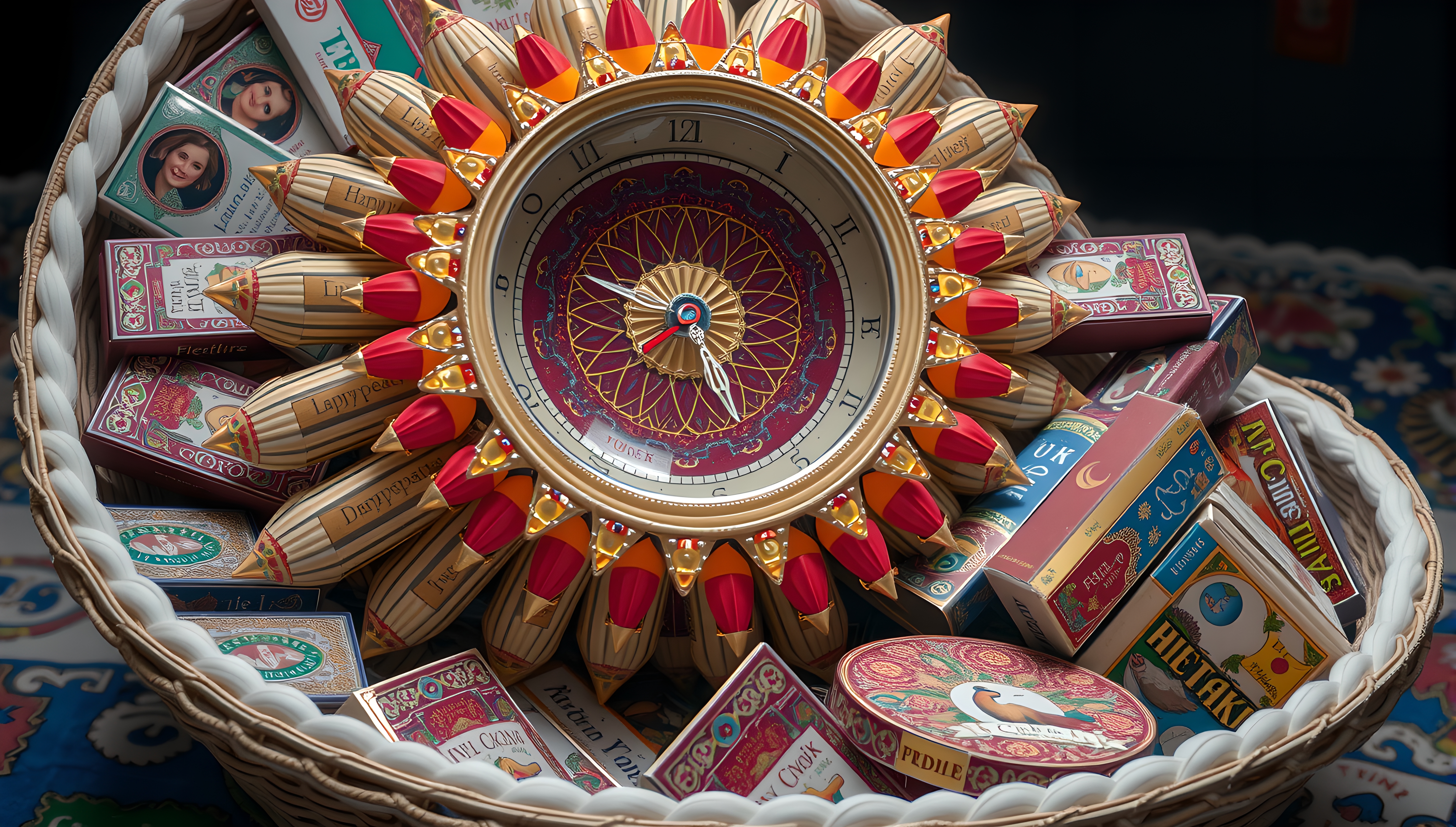 Eclectic Basket with Sunflower Clock