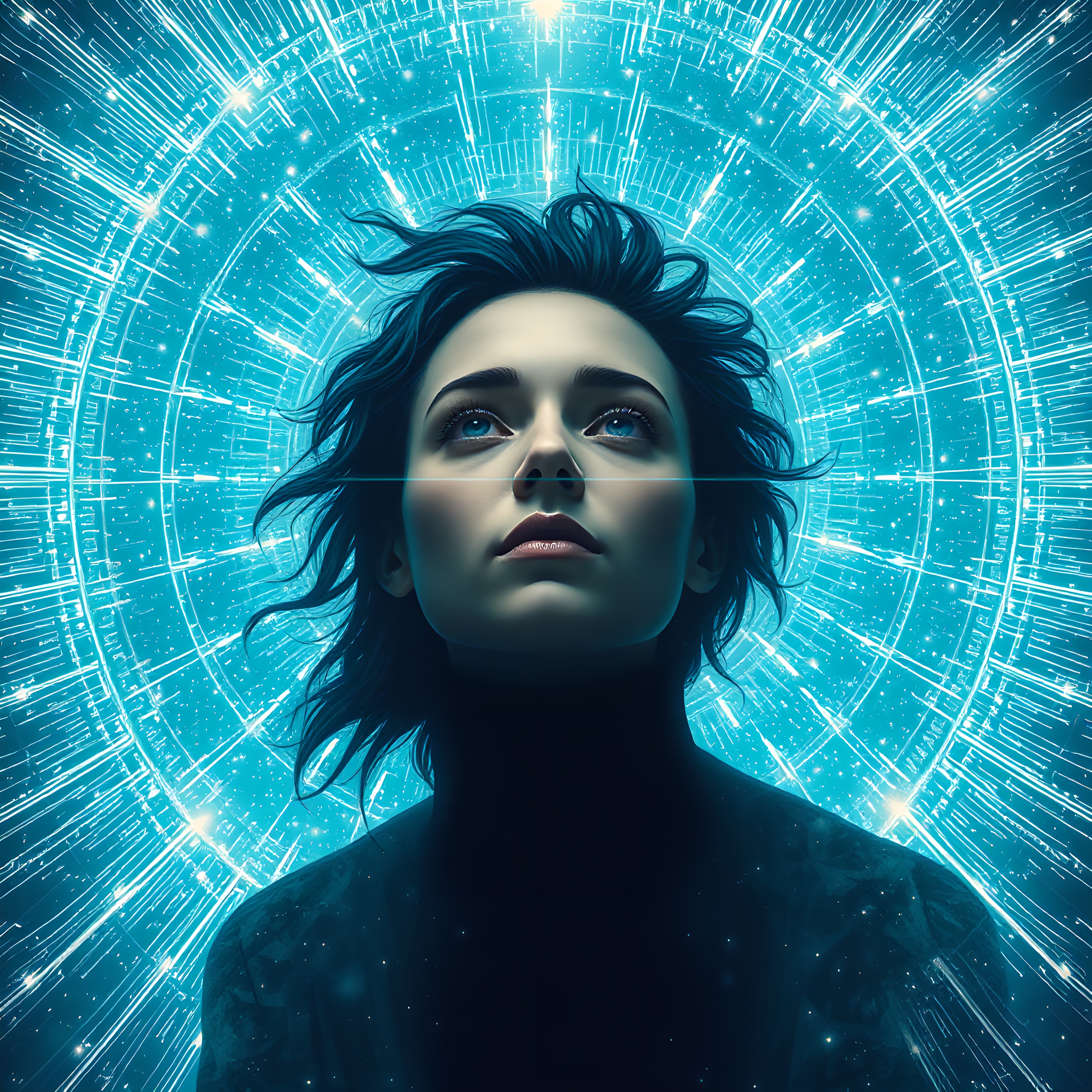 Futuristic Digital Halo Portrait