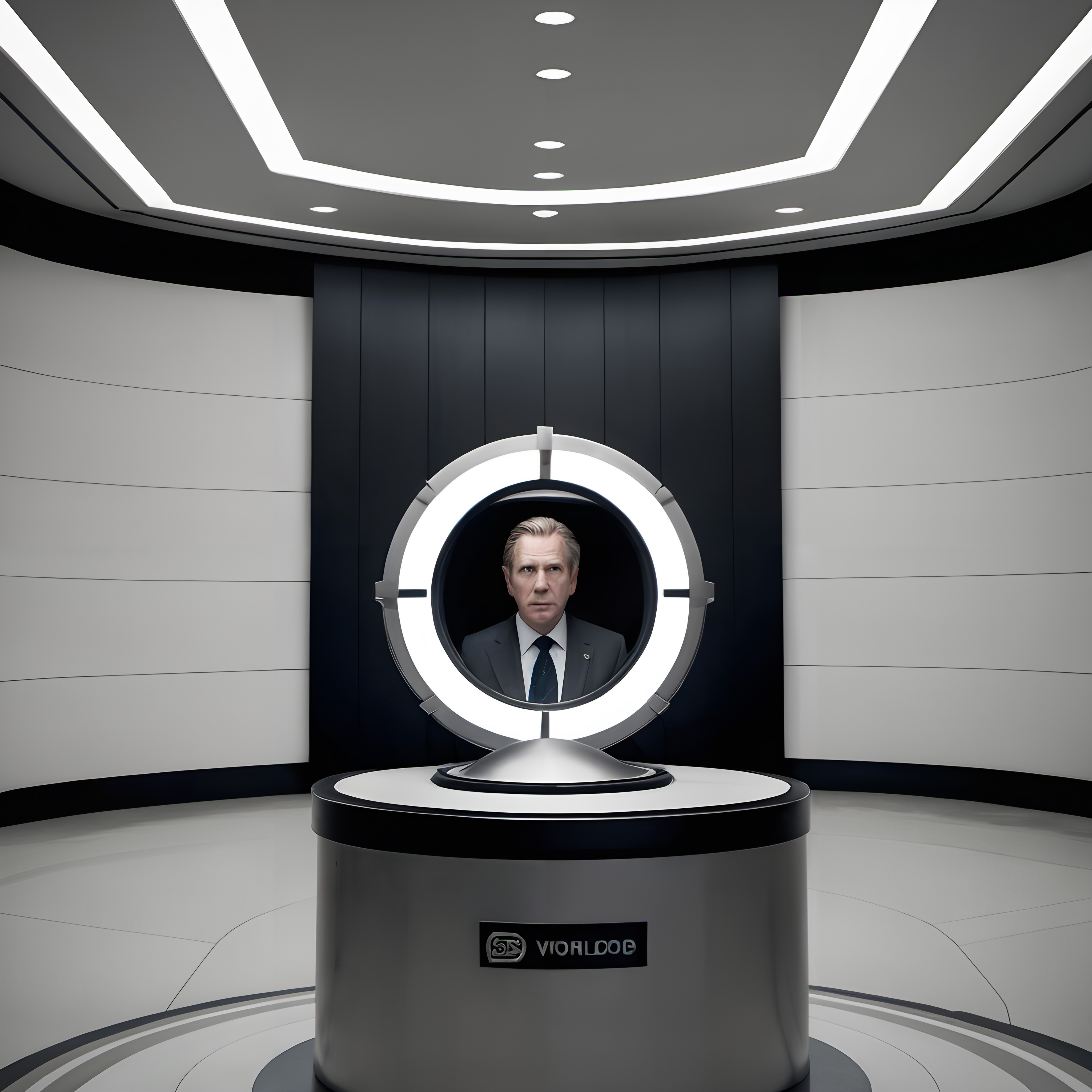 Futuristic Room with Holographic Portal