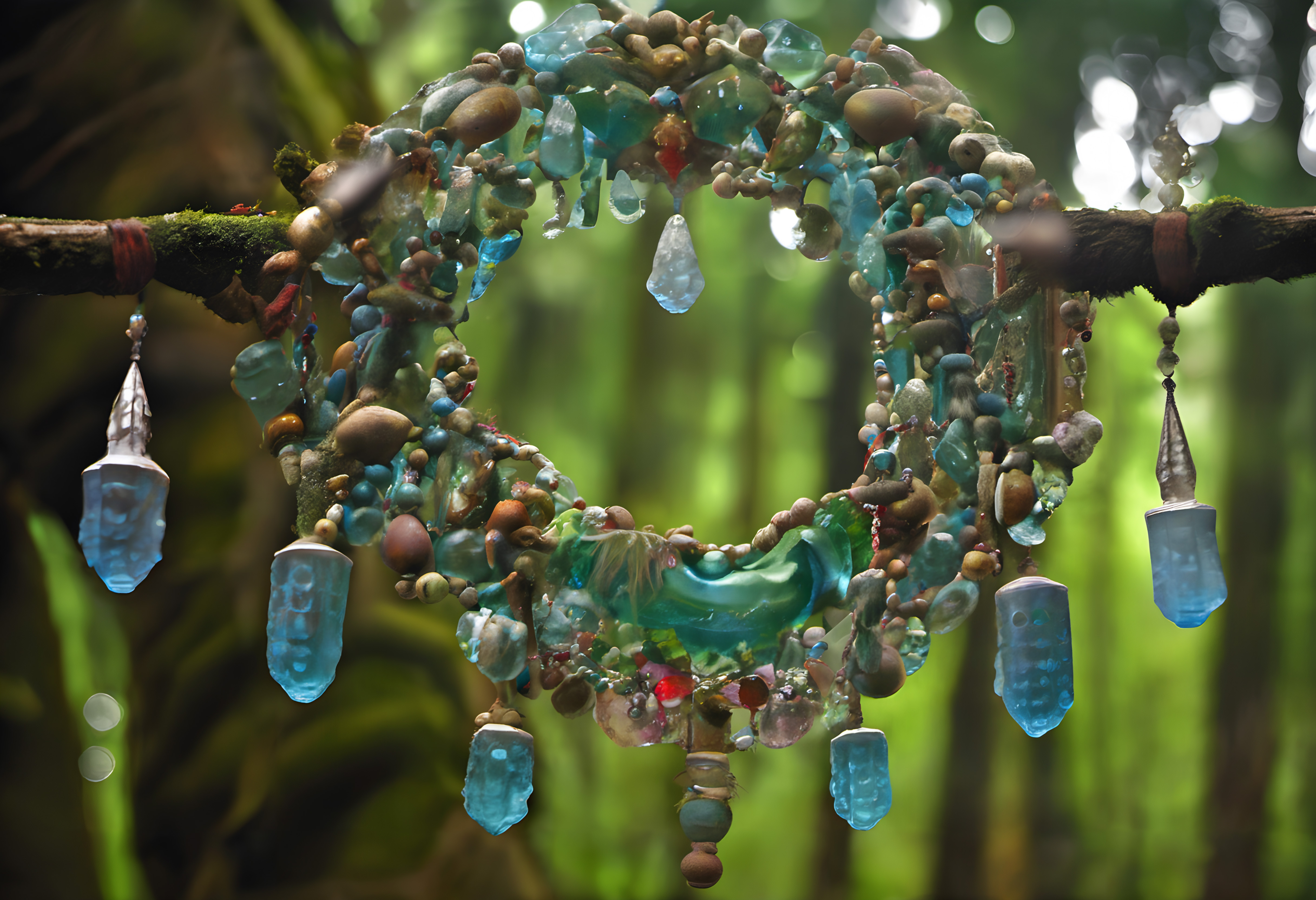 Gemstone Wreath in Forest Setting