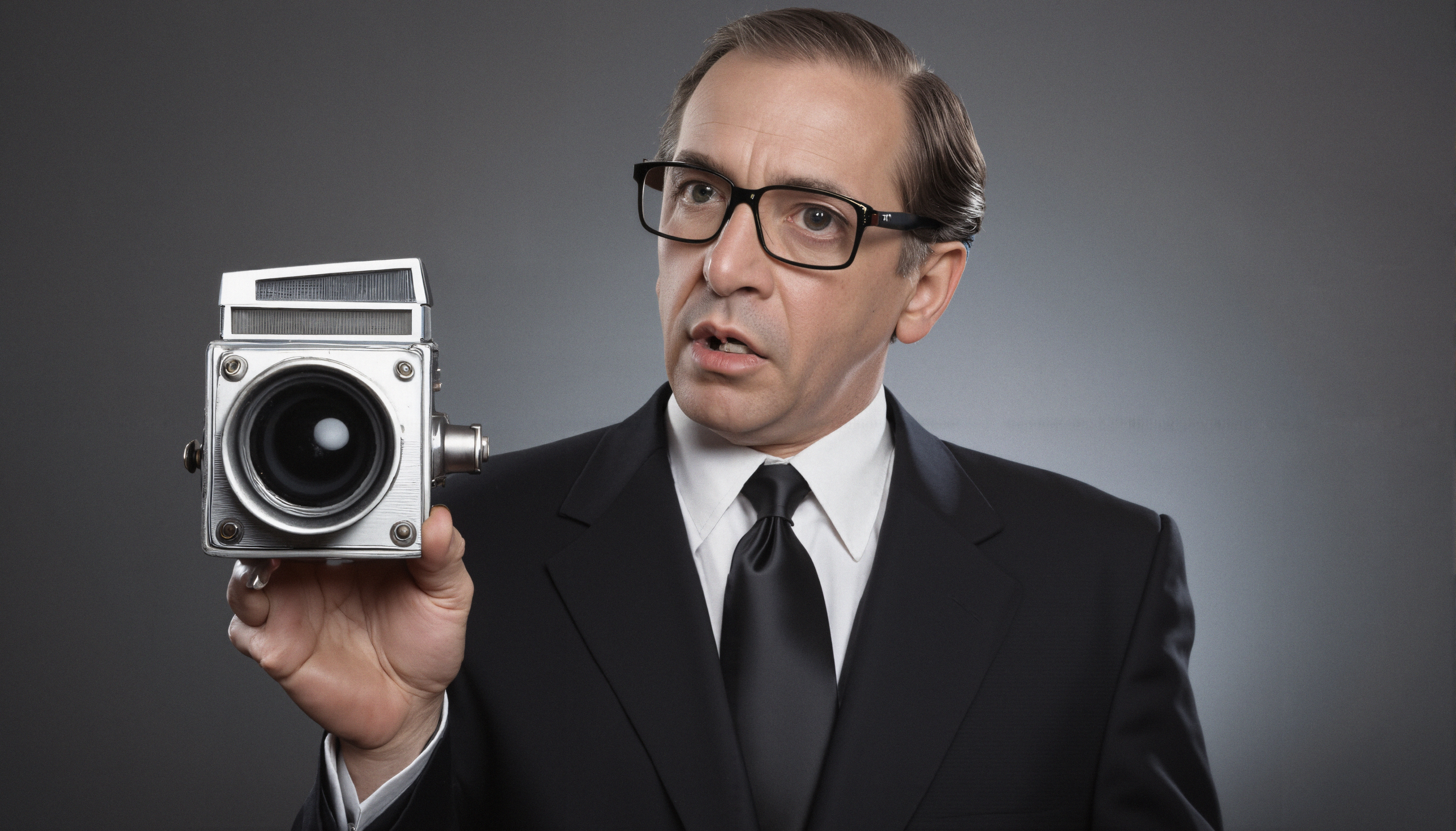 Vintage Photographer with Retro Camera