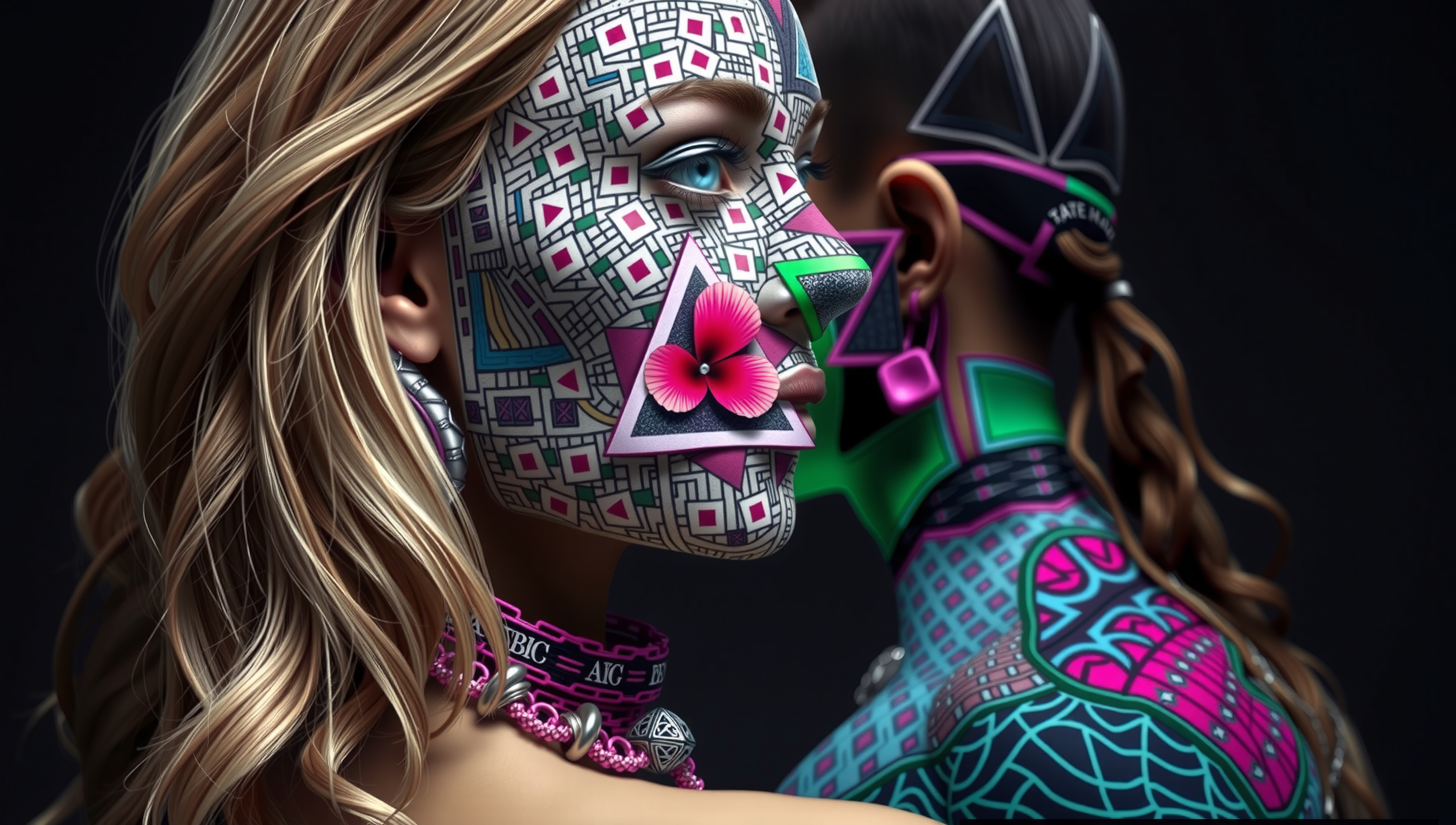 Futuristic Geometric Face Art Expressions