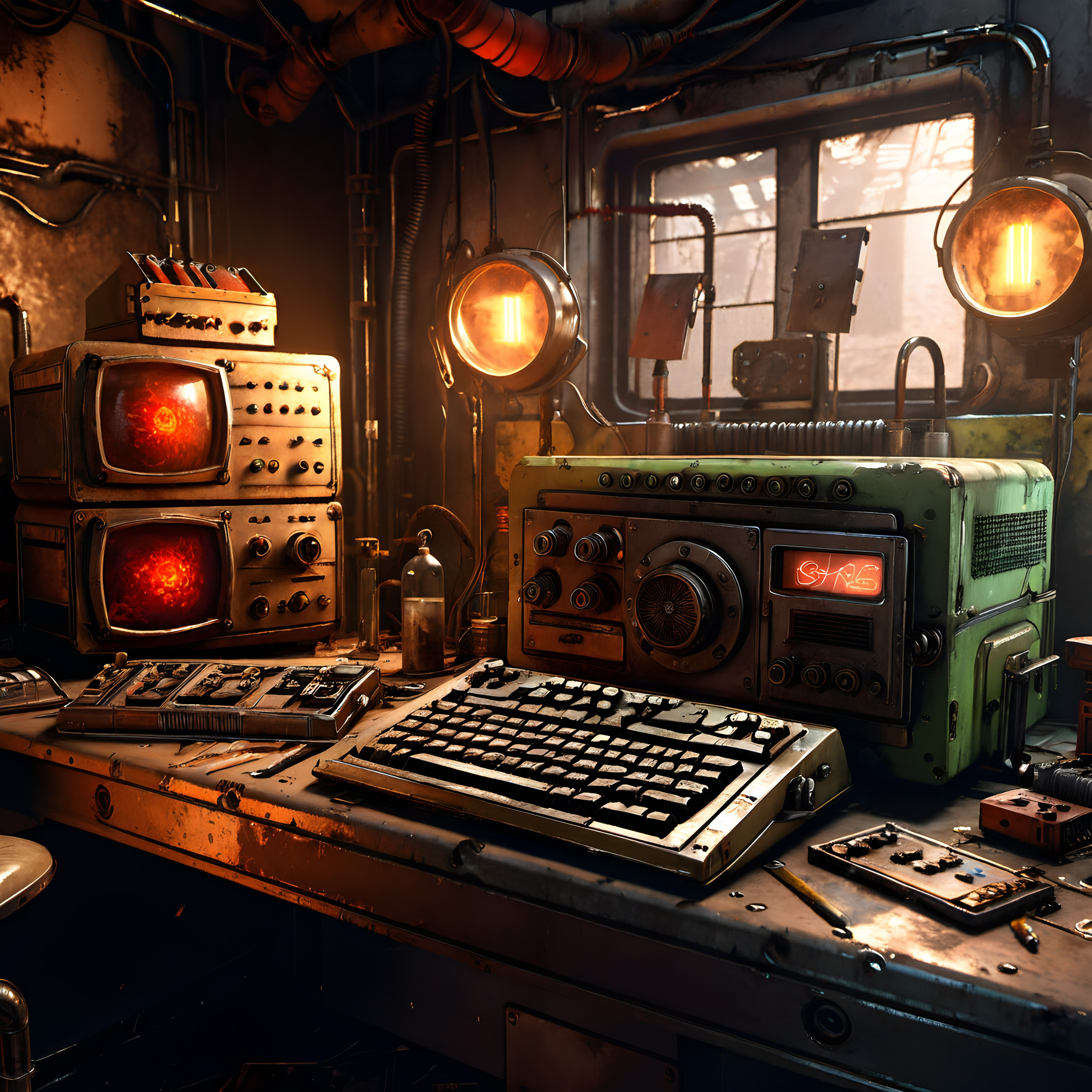 Retro-futuristic computer command center