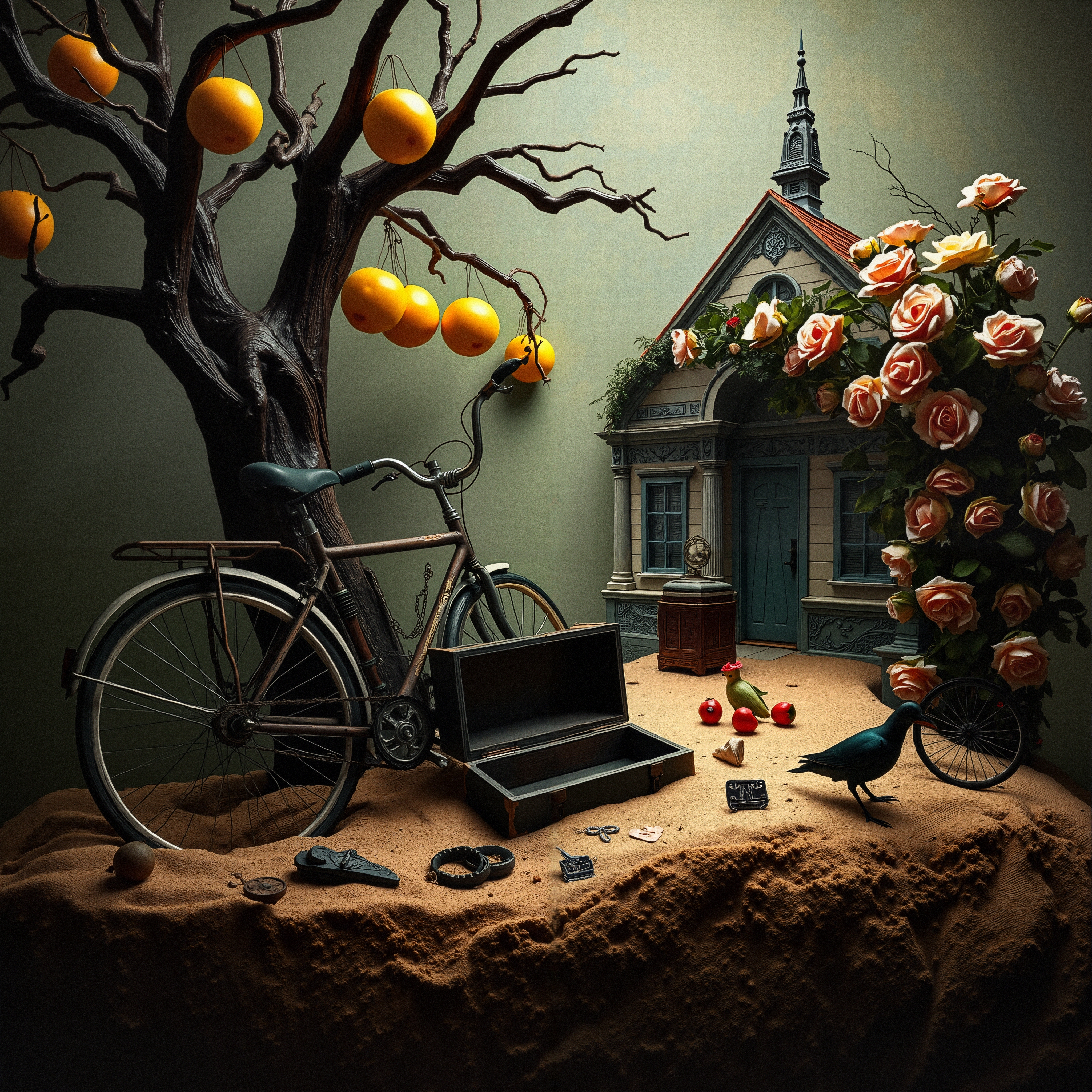 Whimsical Garden with Bicycle