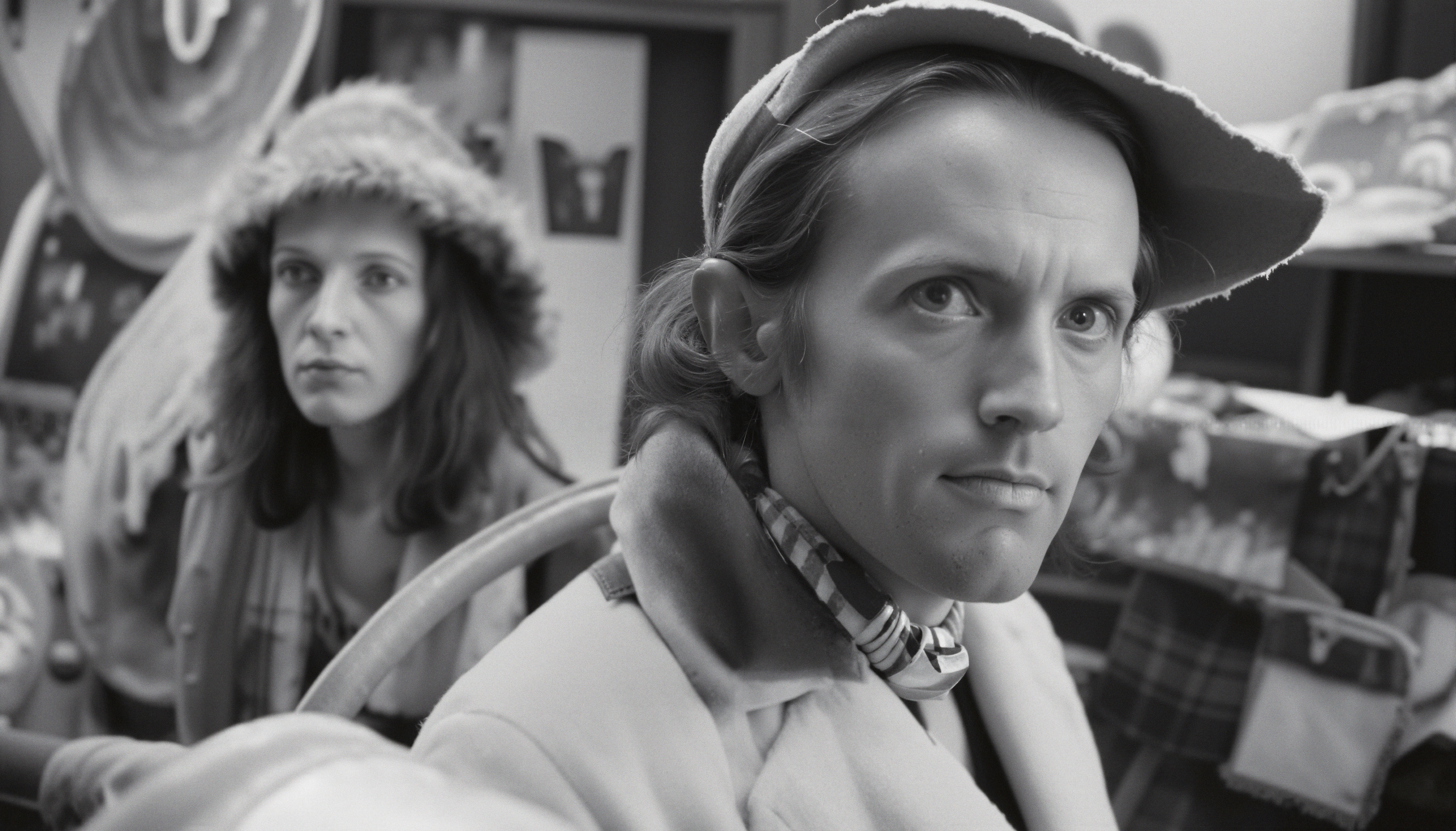Vintage Store Encounter in Monochrome