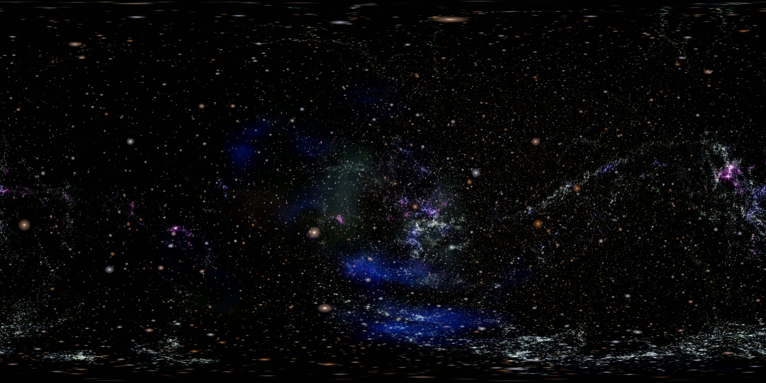 A breathtaking 360VR looping video of a star-filled cosmic journey with luminous nebulae in an stunning immersive experience.
