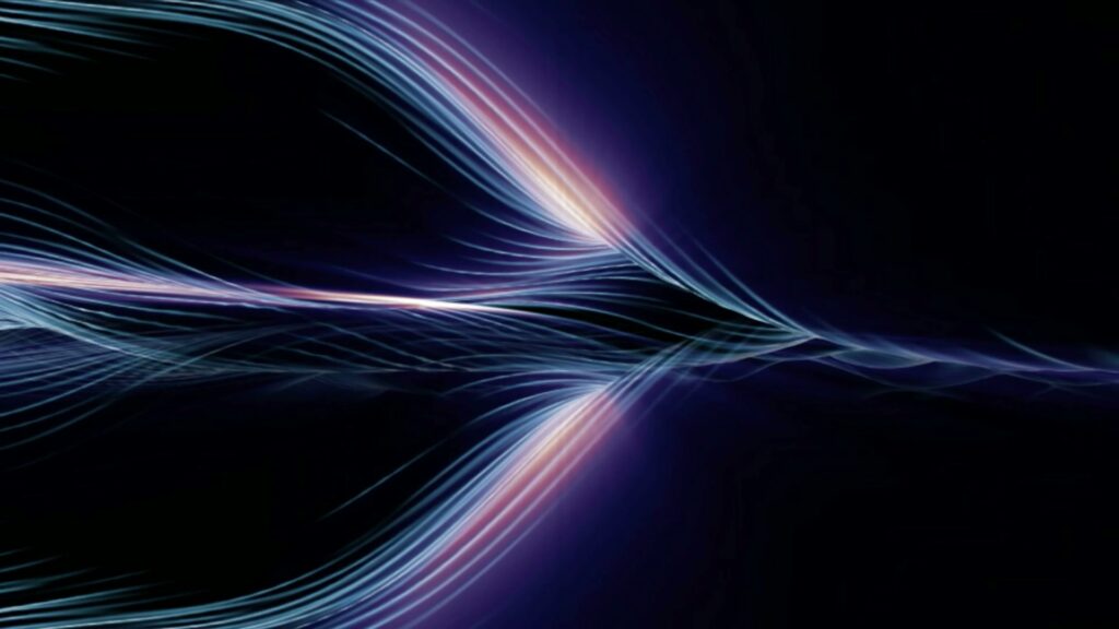 A dynamic, flowing abstract light pattern. Video animation loop.