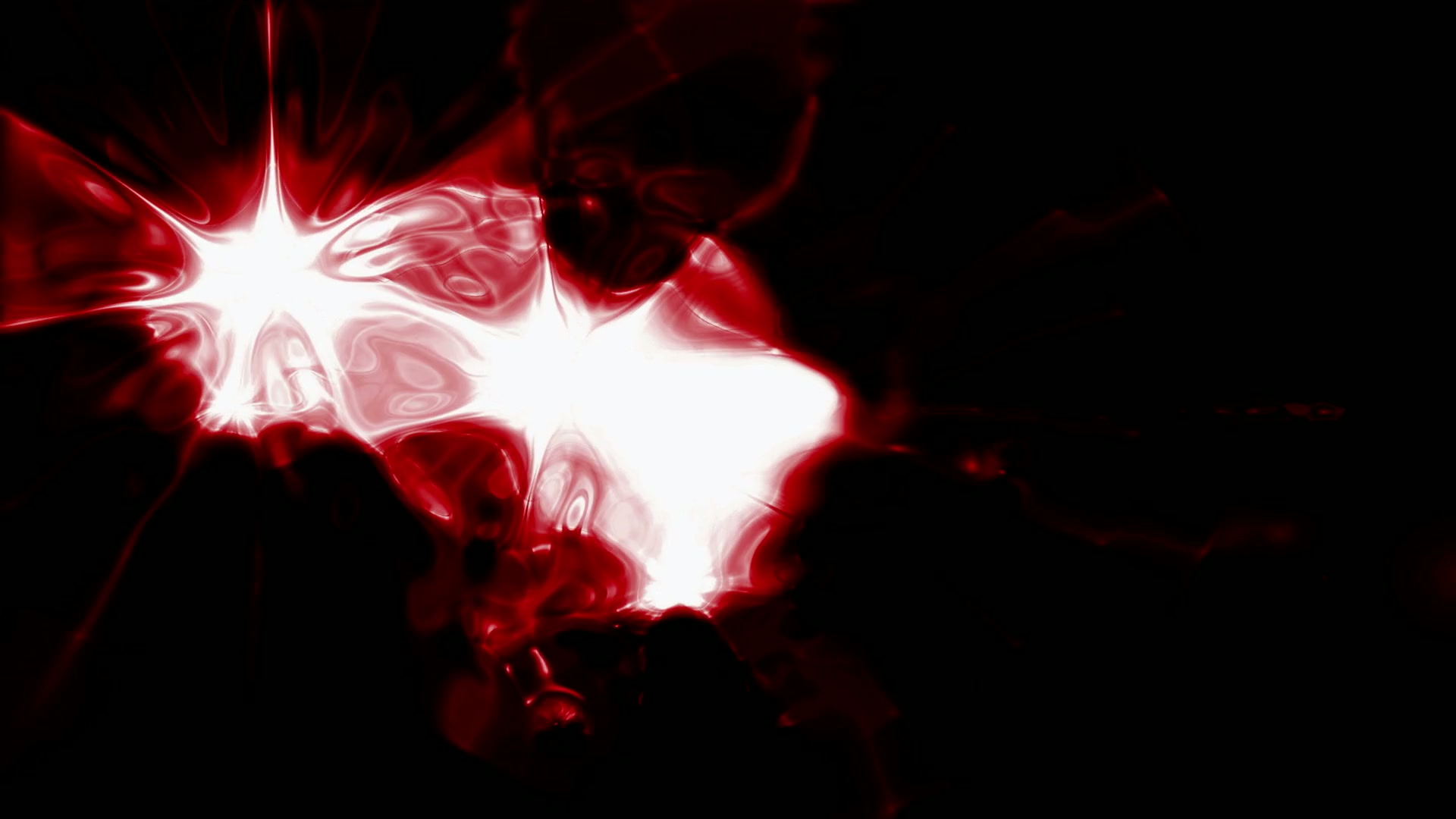 Abstract digital video loop featuring vibrant red and white star-like shapes emitting light against a dark background, creating a striking and dynamic visual experience.
