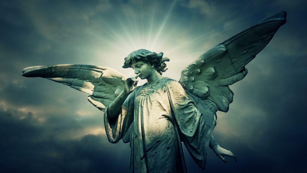 Angel Against Radiant Time-Lapse Sky 4K Loop