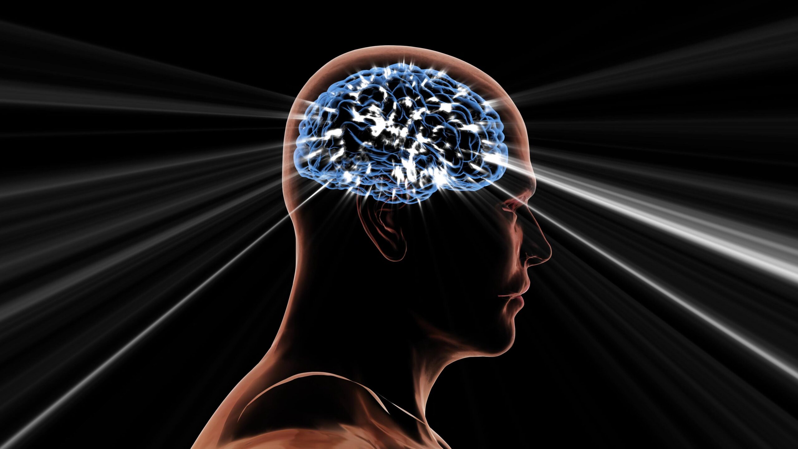 4K video loop of an active human brain radiating neural energy.